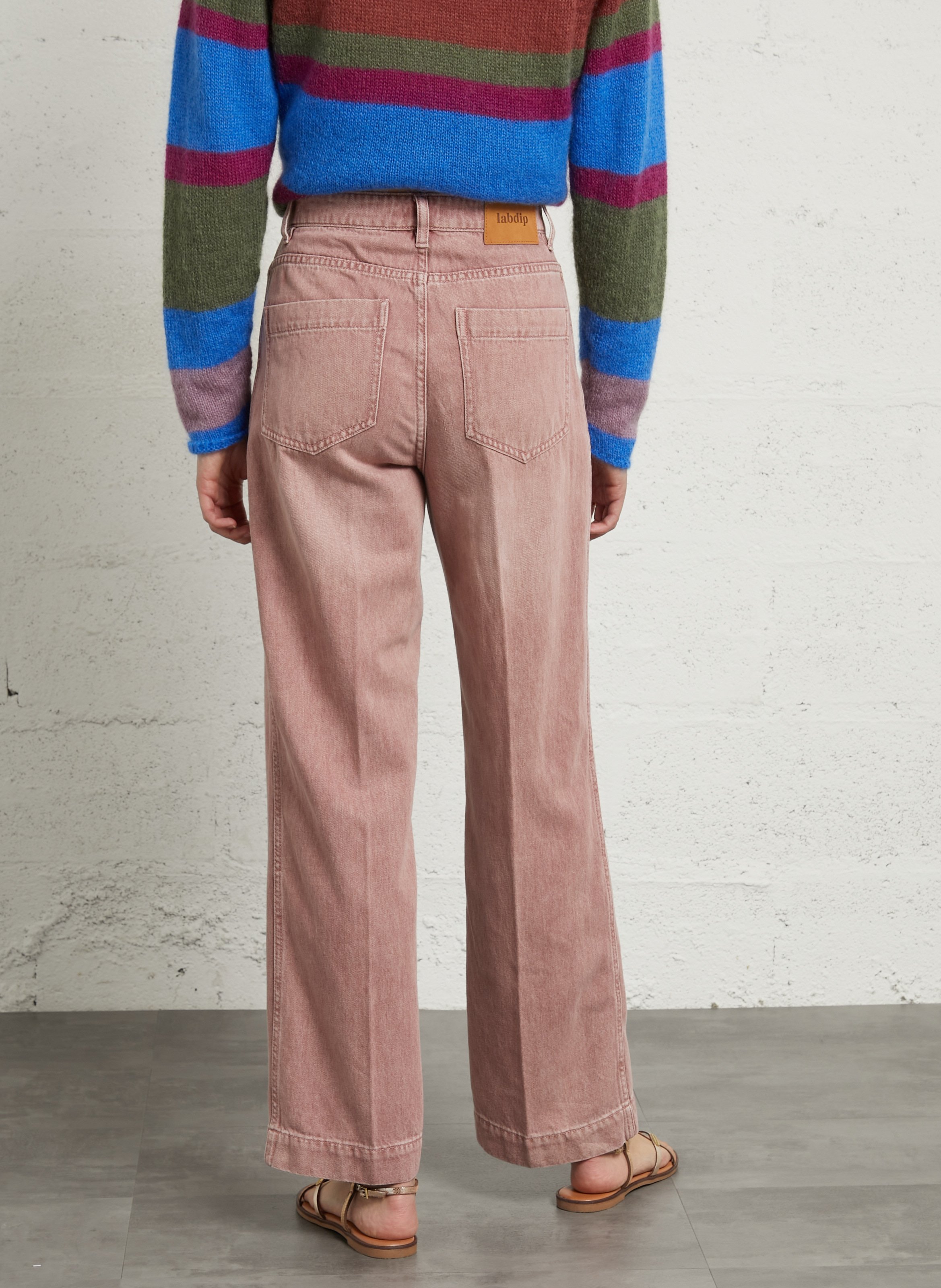 Jean droit en coton LAB DIP Rose