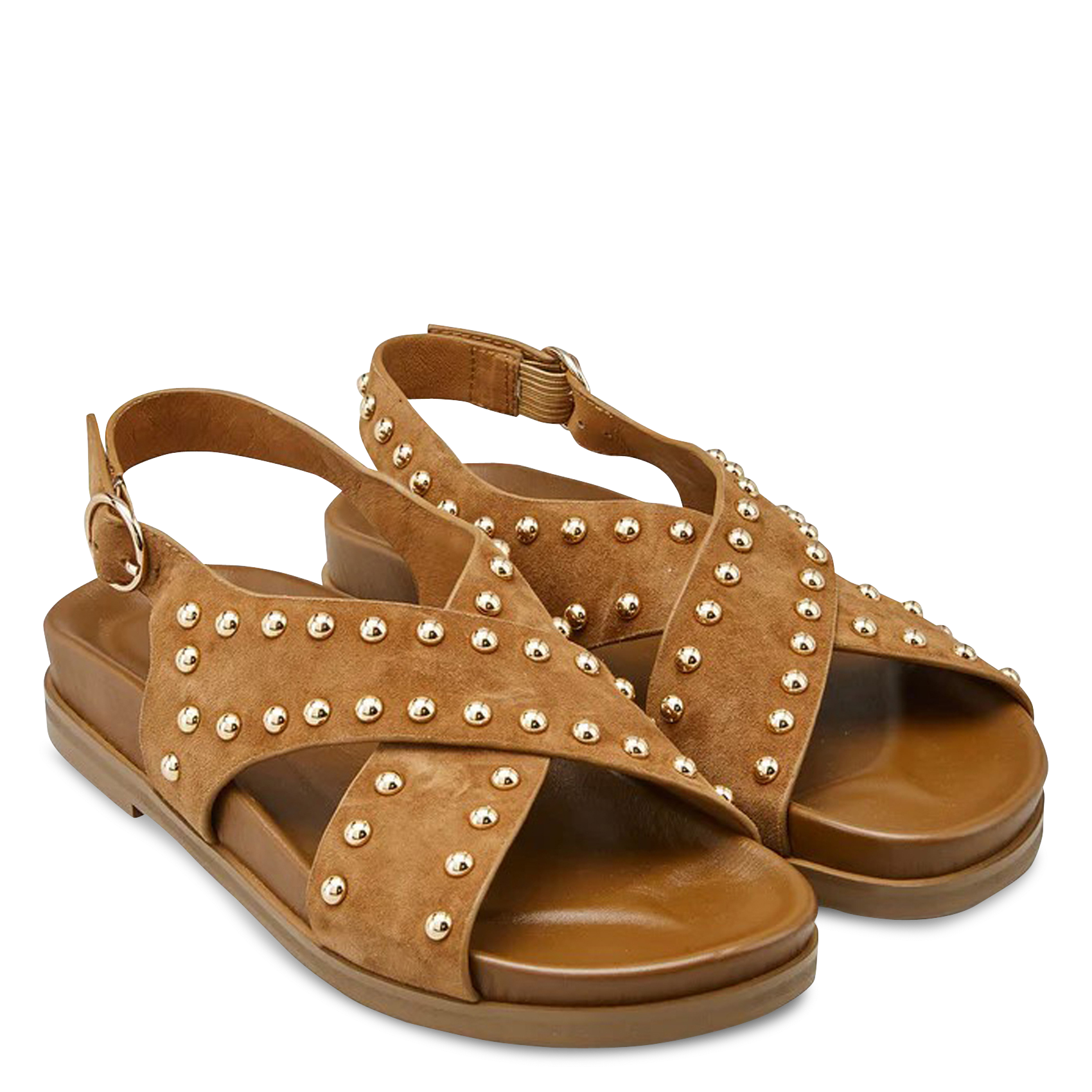 Sandales plates en cuir COSMOPARIS Marron