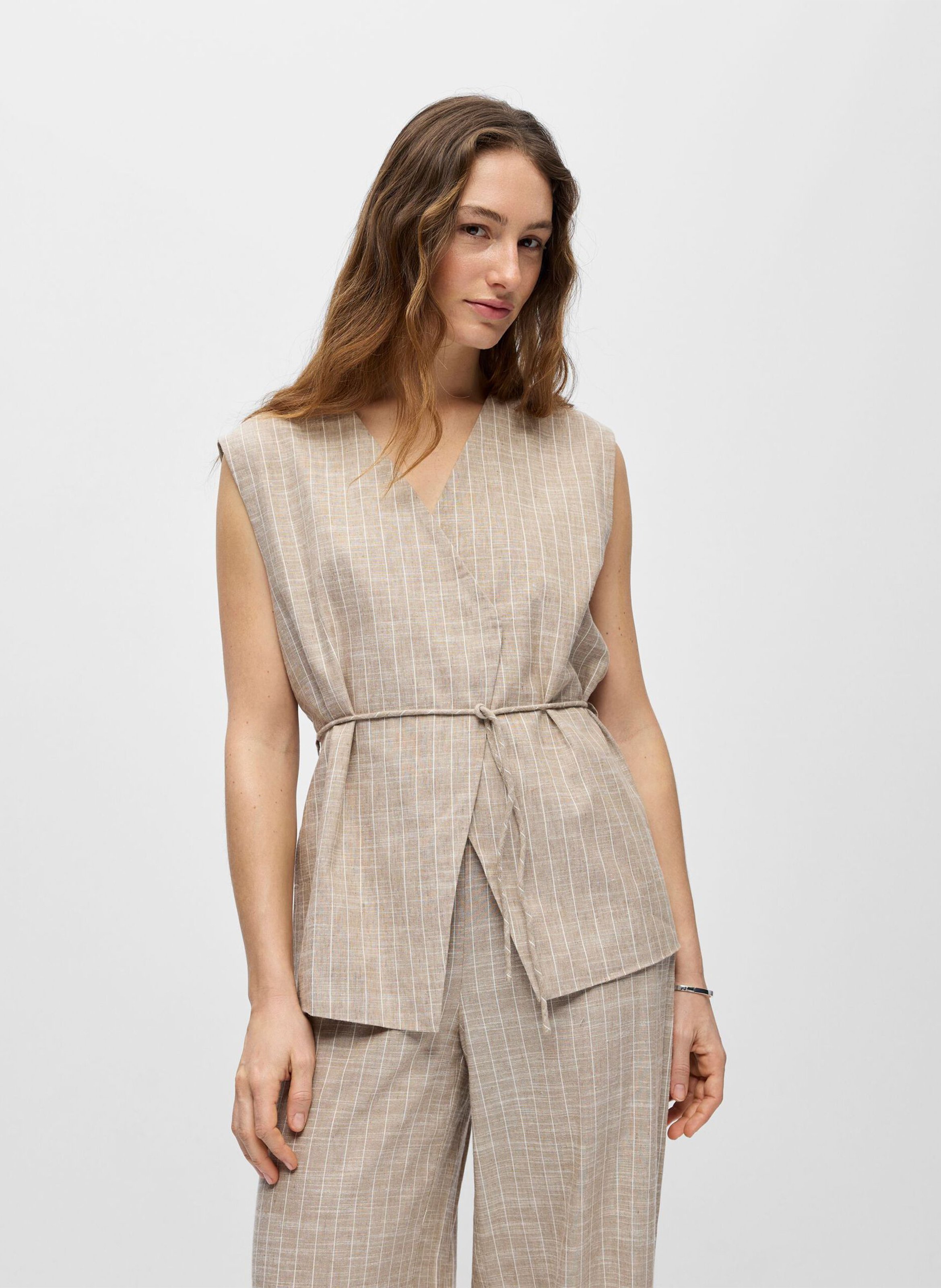 Mouwloos jasje met opdruk OBJECT Beige