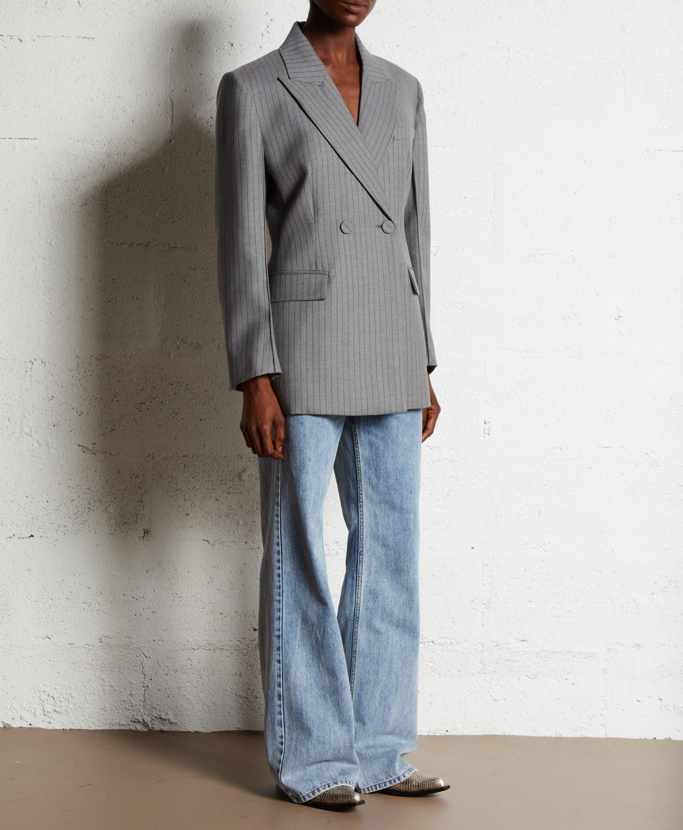 Stone Washed Flared Jeans aus Baumwolle MARGAUX LONNBERG Blau