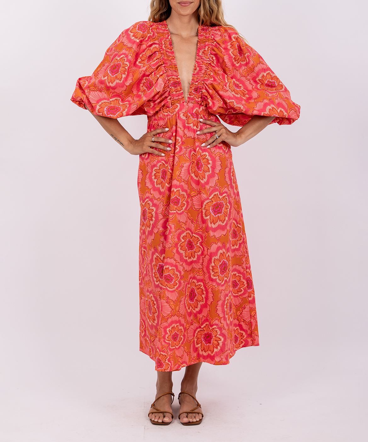 Kleid aus Materialmix  SUNDRESS Rosa