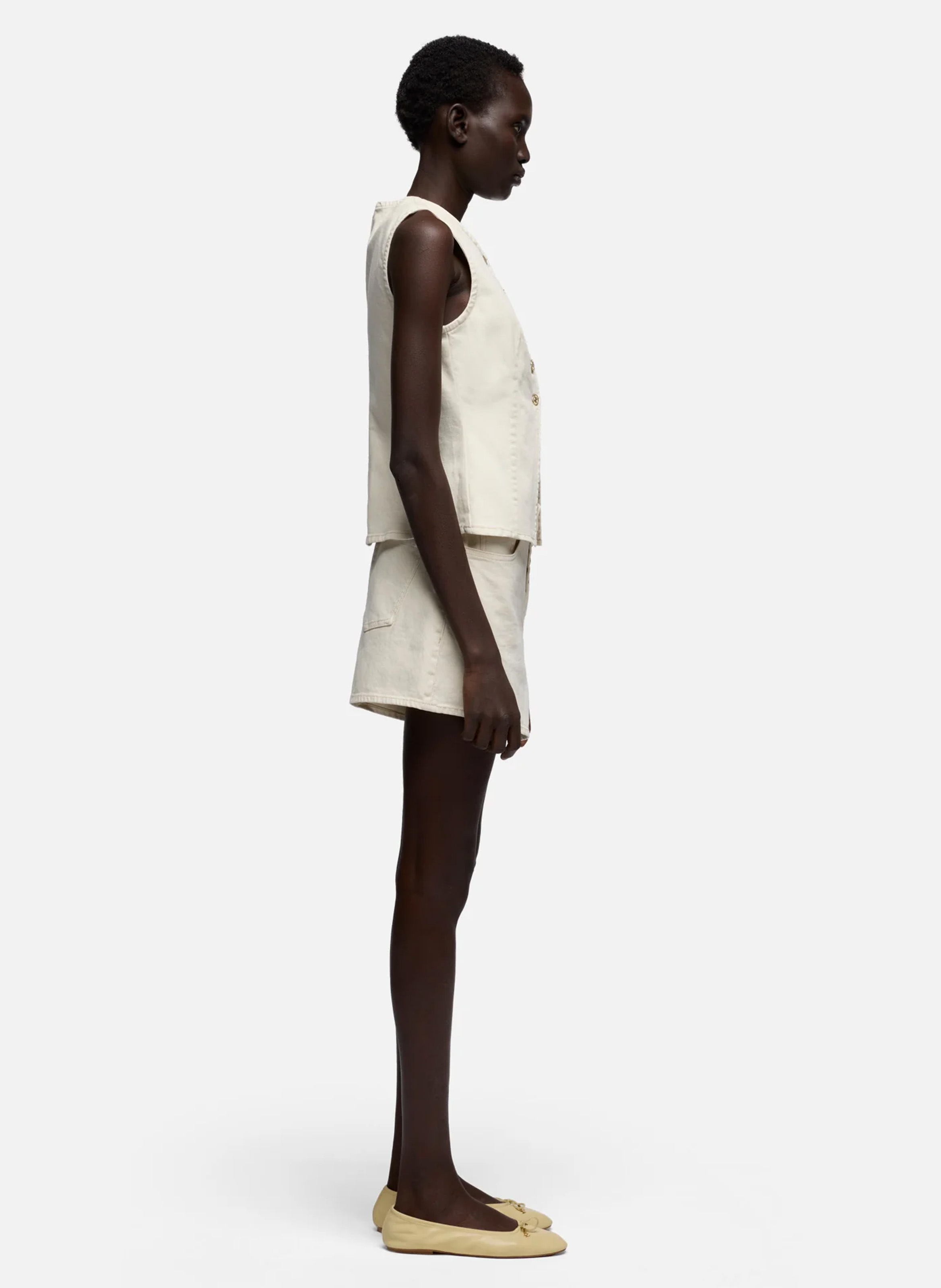 Top boutonné en coton col v 7 FOR ALL MANKIND White