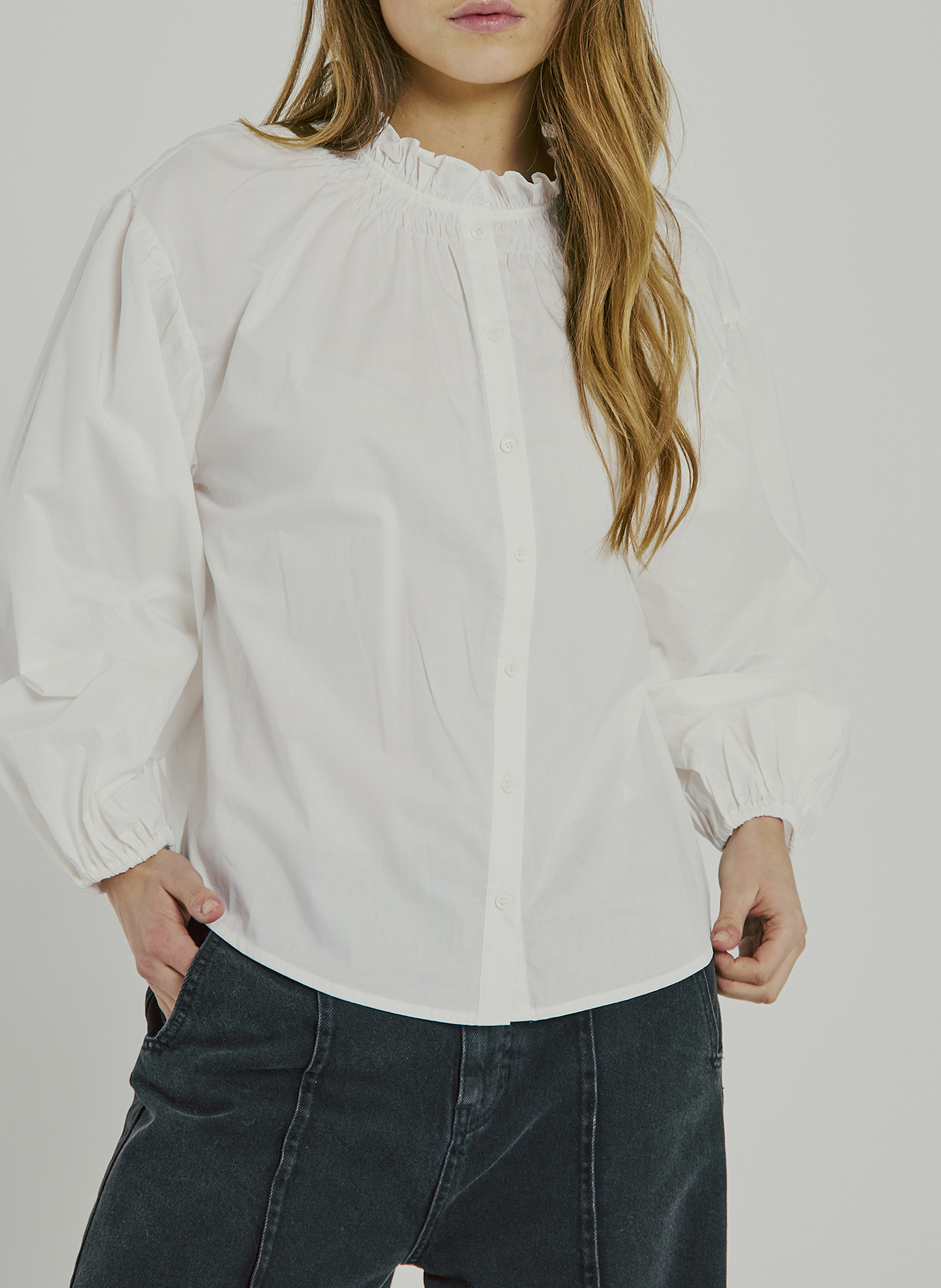 Alexandra dotted Swiss shirt NORR White