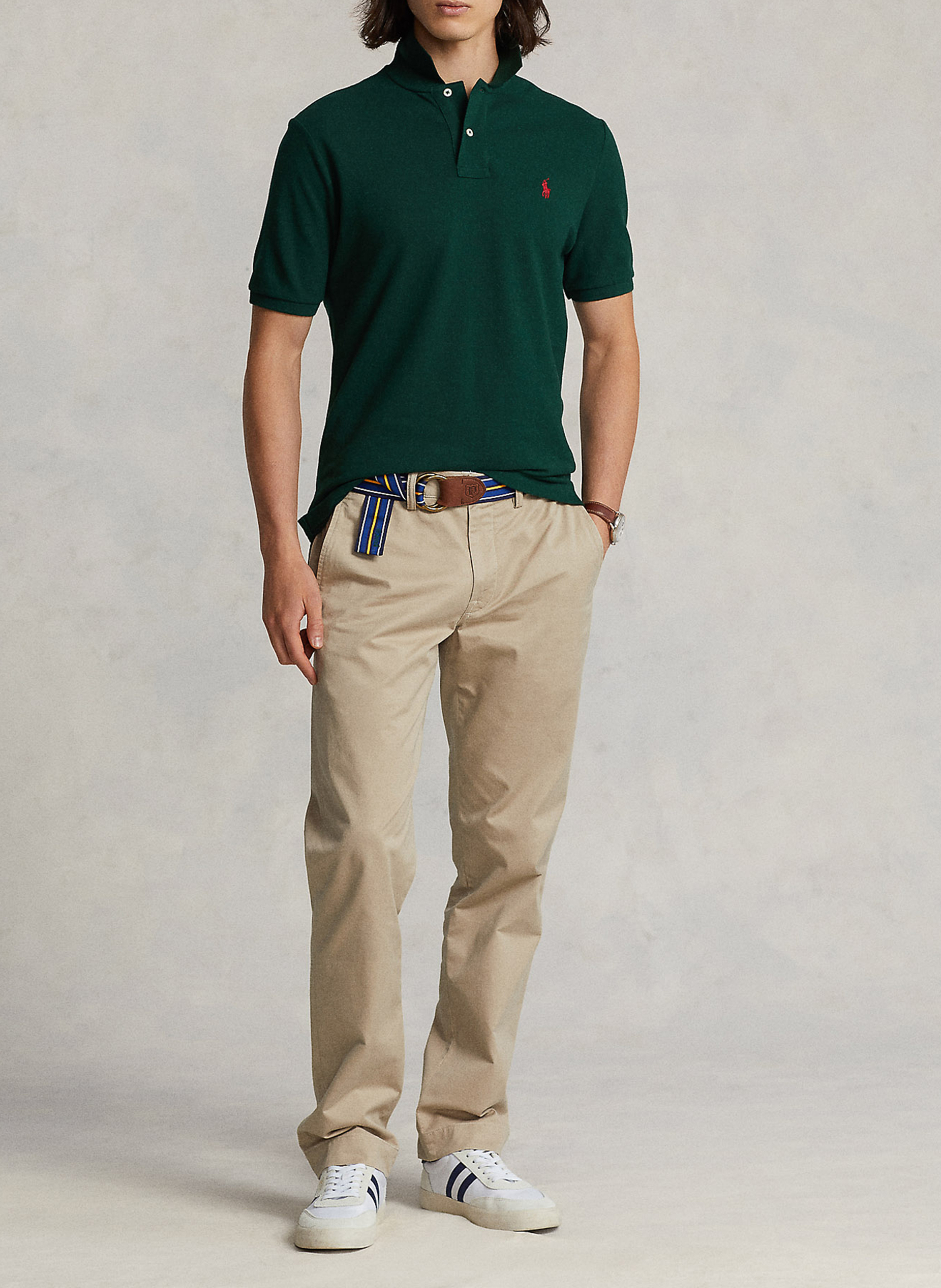 Baumwoll-Poloshirt - tailliert, kurzärmlig POLO RALPH LAUREN Grun