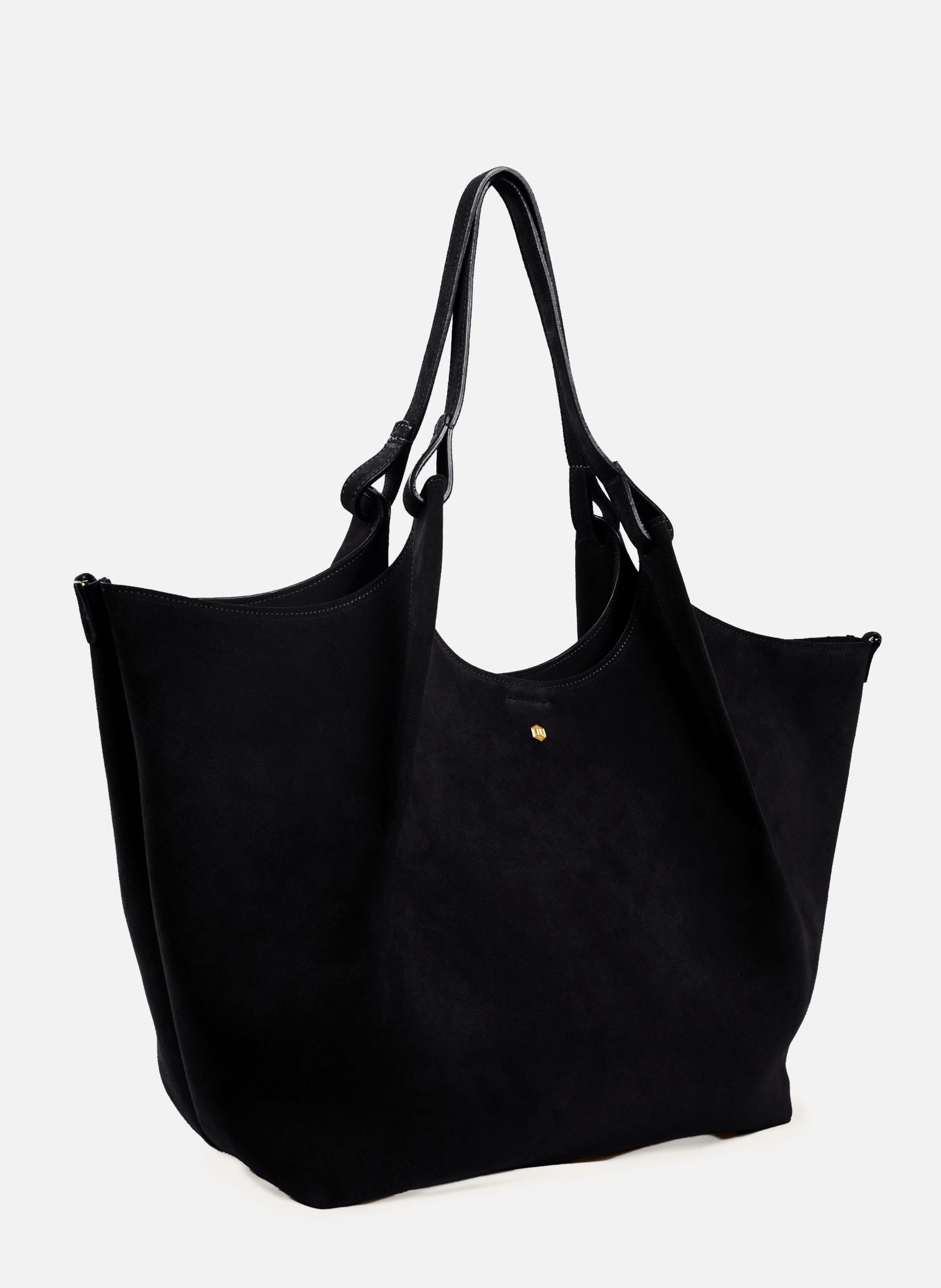 Sybil Tote Bag in Leather and Suede JULES & JENN Black