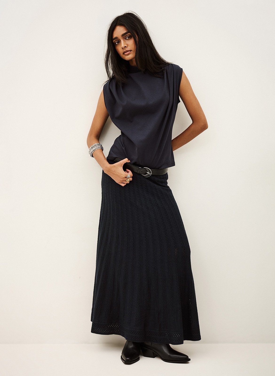 Mouwloze top met plooien | Blauw BA&SH Dames