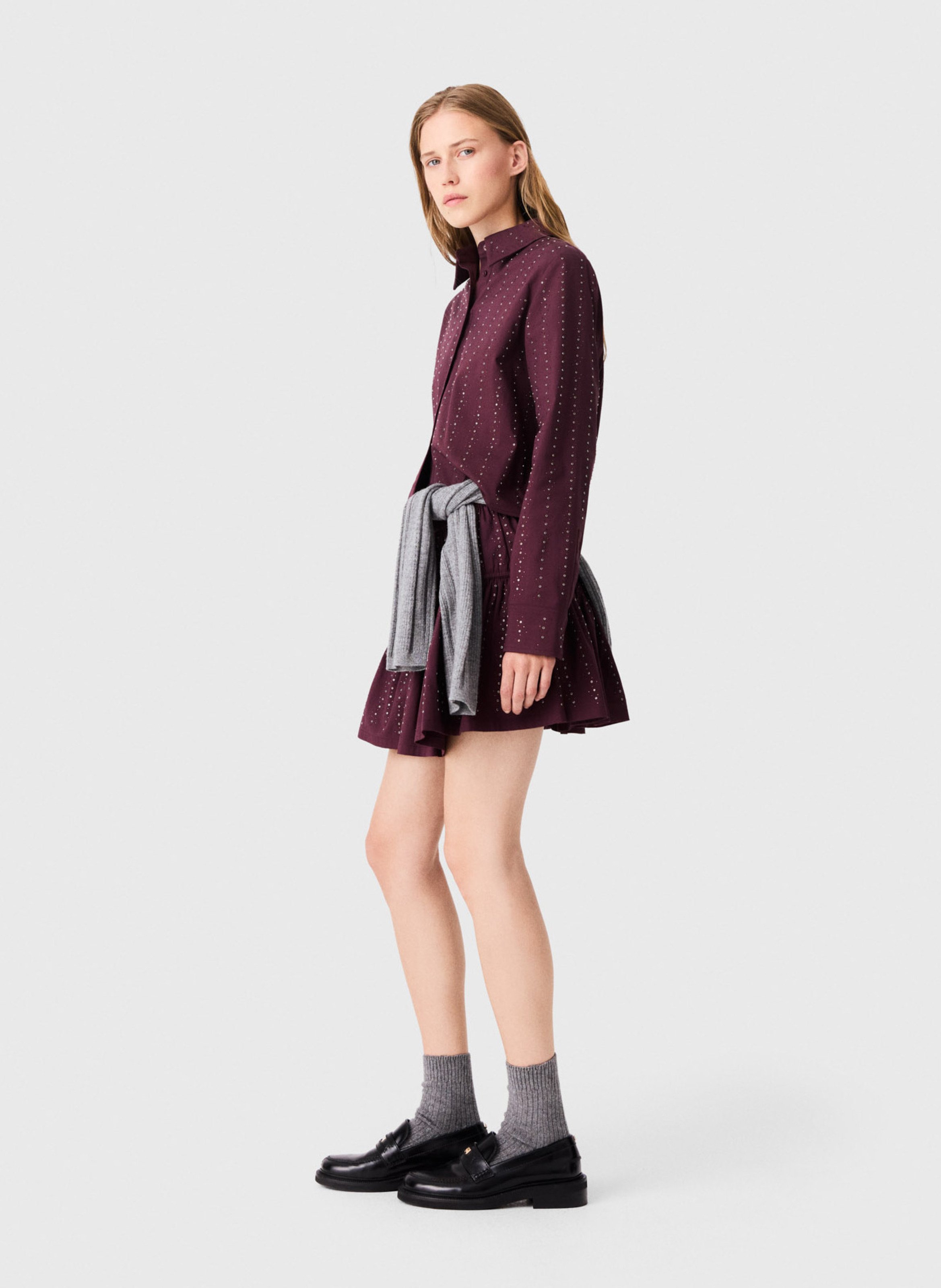 Straight-cut cotton-blend shirt with classic collar MAJE Red