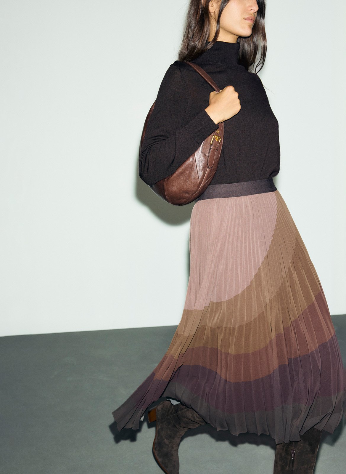 Pleated Sun Midi Skirt GERARD DAREL Brown