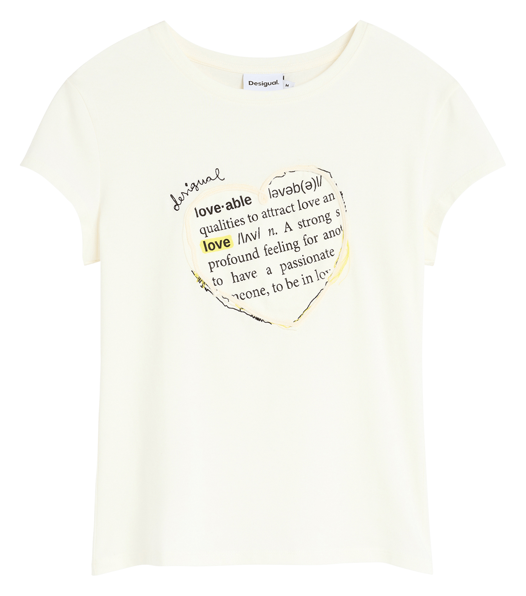 Gerade geschnittenes Rundhals-T-Shirt aus Baumwoll-Mix DESIGUAL Weiss