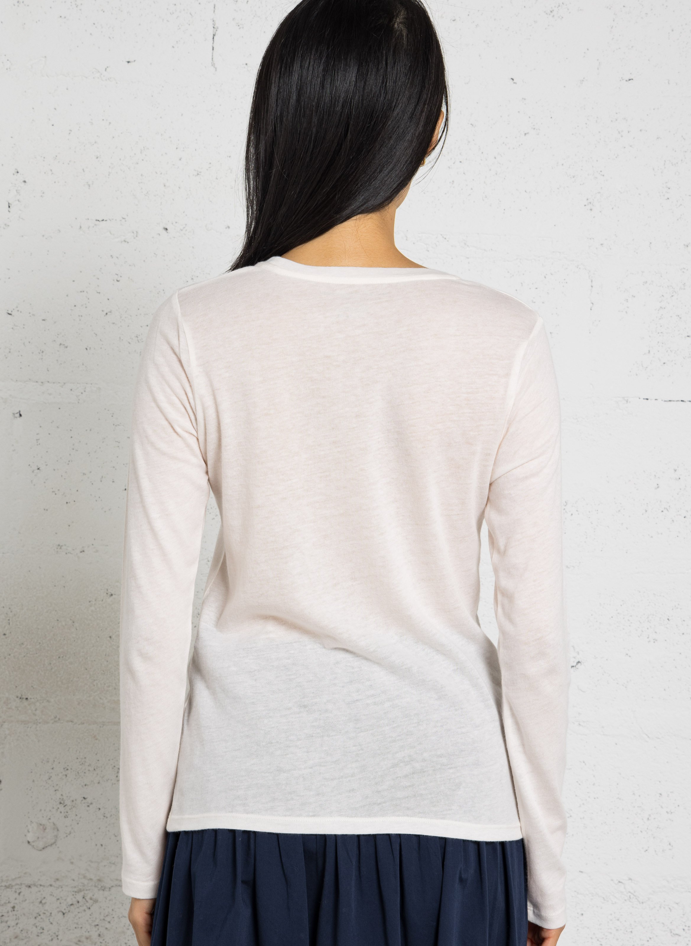 Tee-shirt col rond en coton et cachemire mélangé MAJESTIC FILATURES Beige