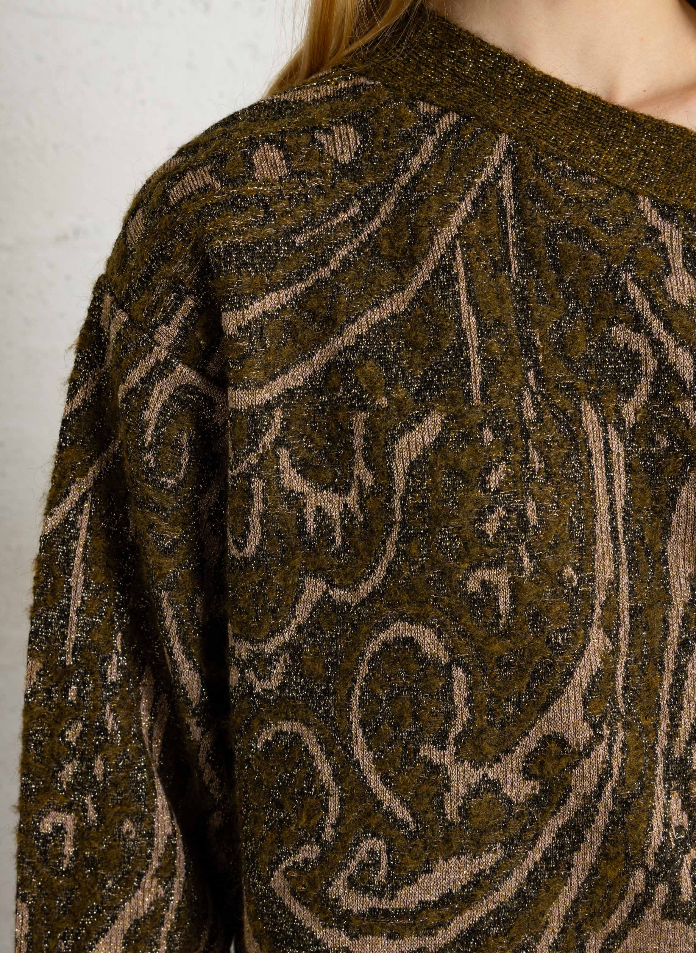 Glitzernder Grafikpullover MES DEMOISELLES Khaki