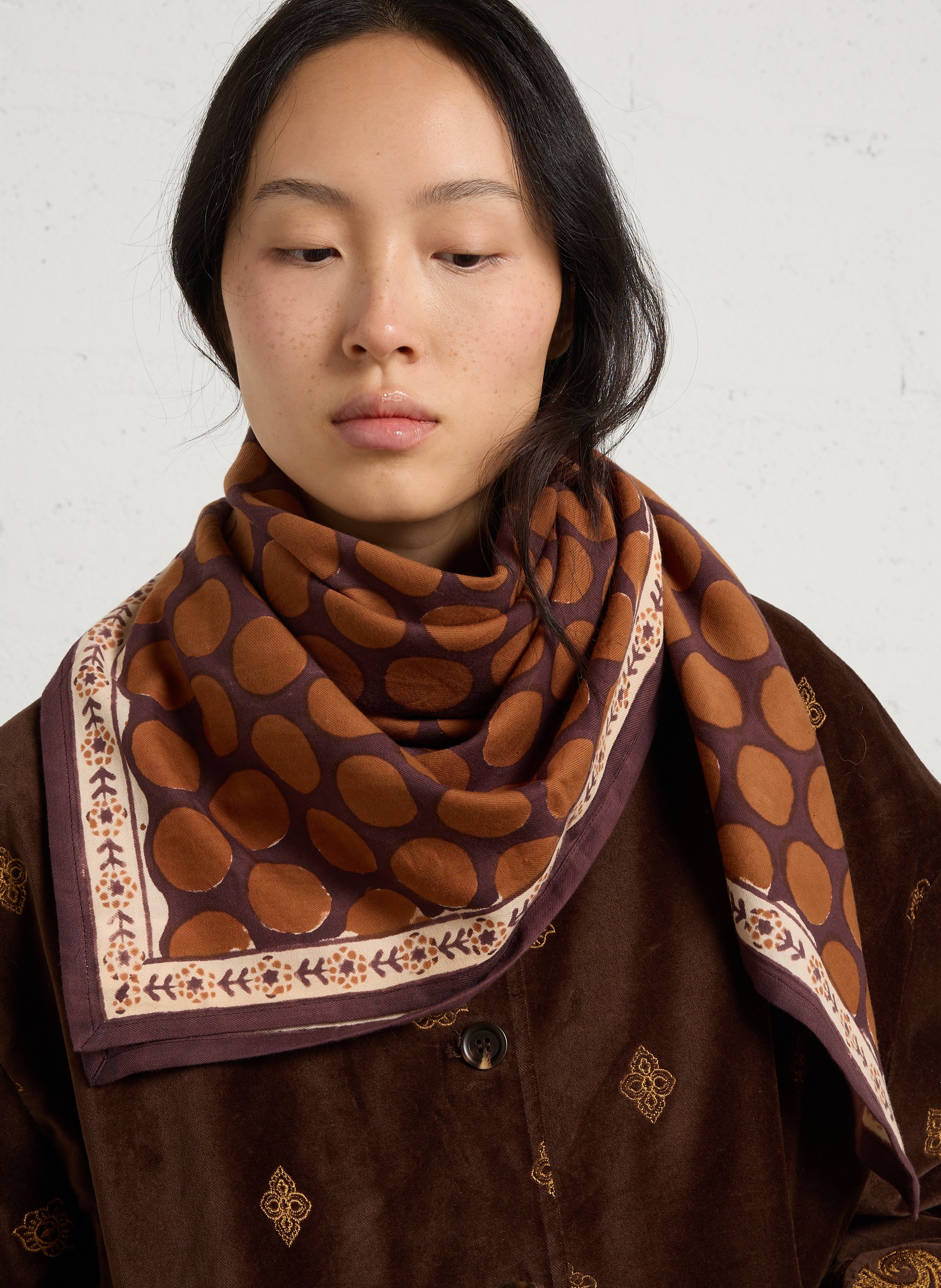 Foulard en coton APACHES COLLECTIONS Marron