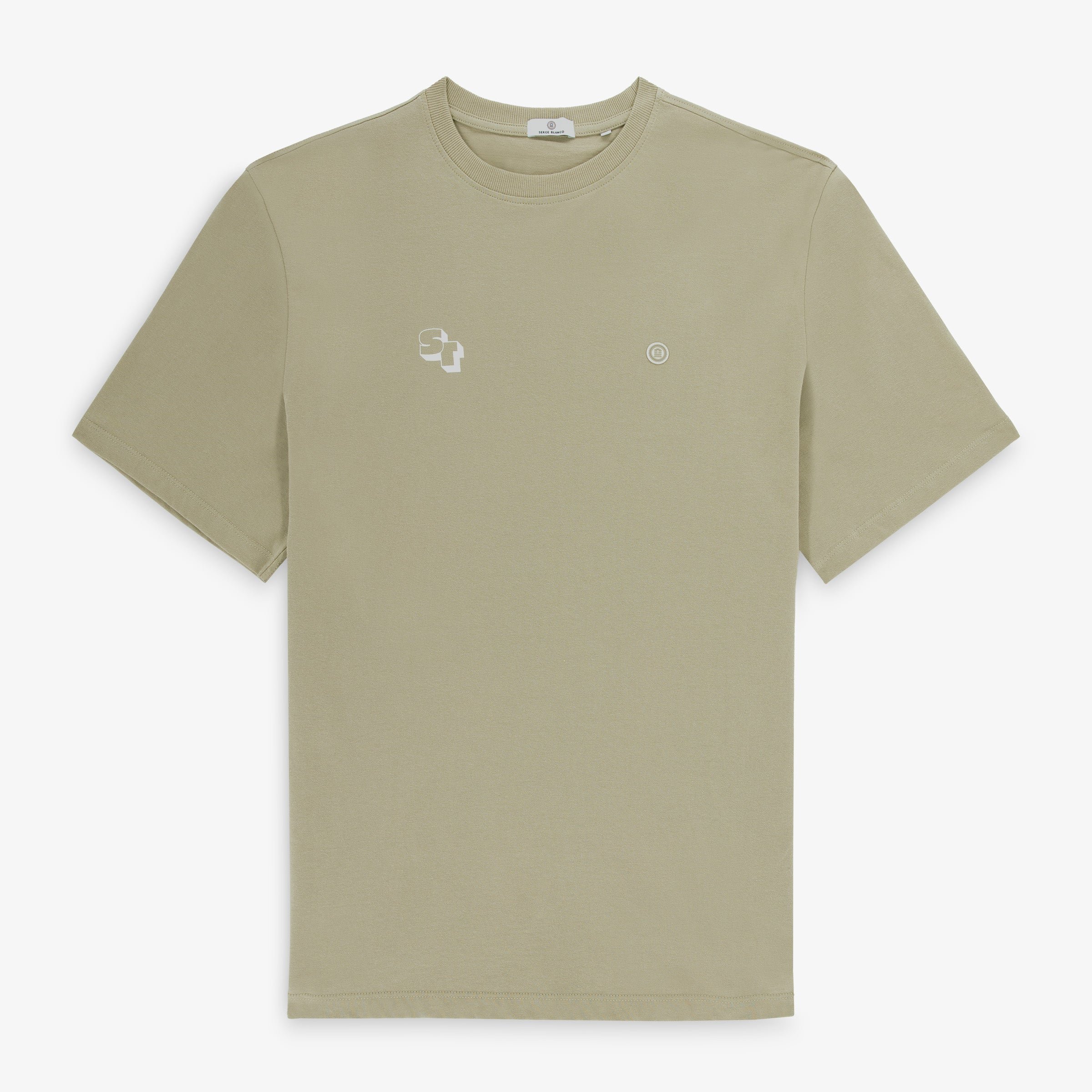 Printed cotton short-sleeved T-shirt SERGE BLANCO Beige