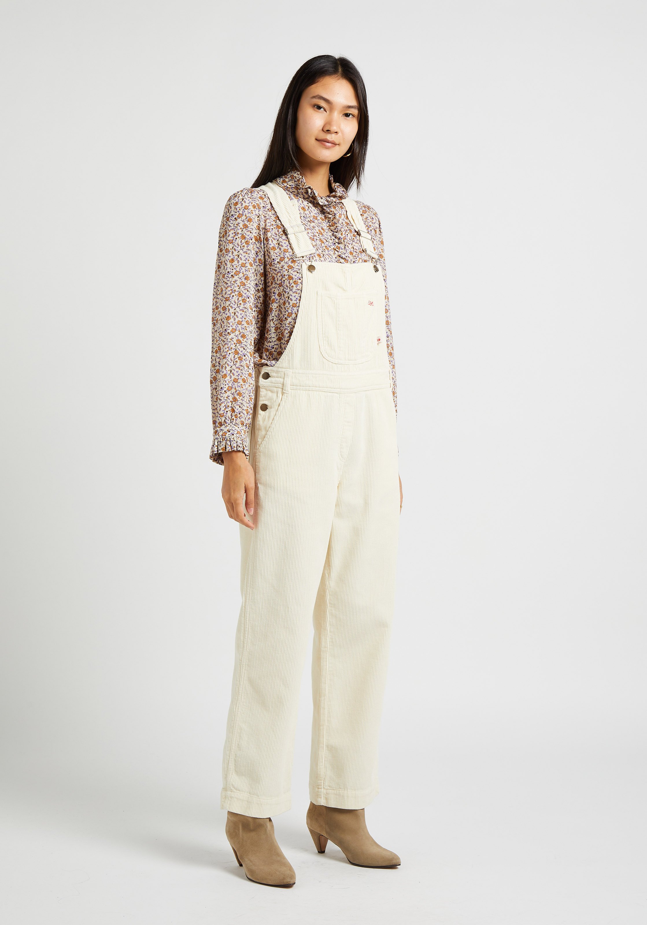 Gerade Latzhose in gerippter Optik EMILE ET IDA Beige