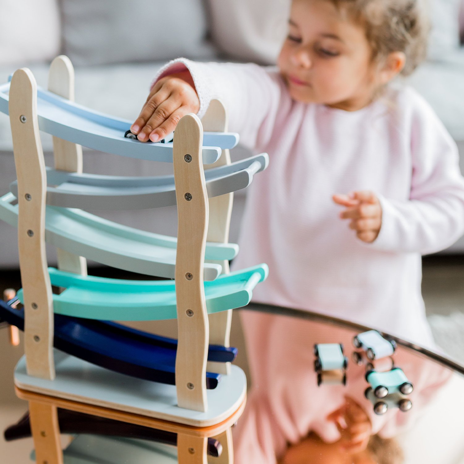 Wooden marble run KINDSGUT Blue