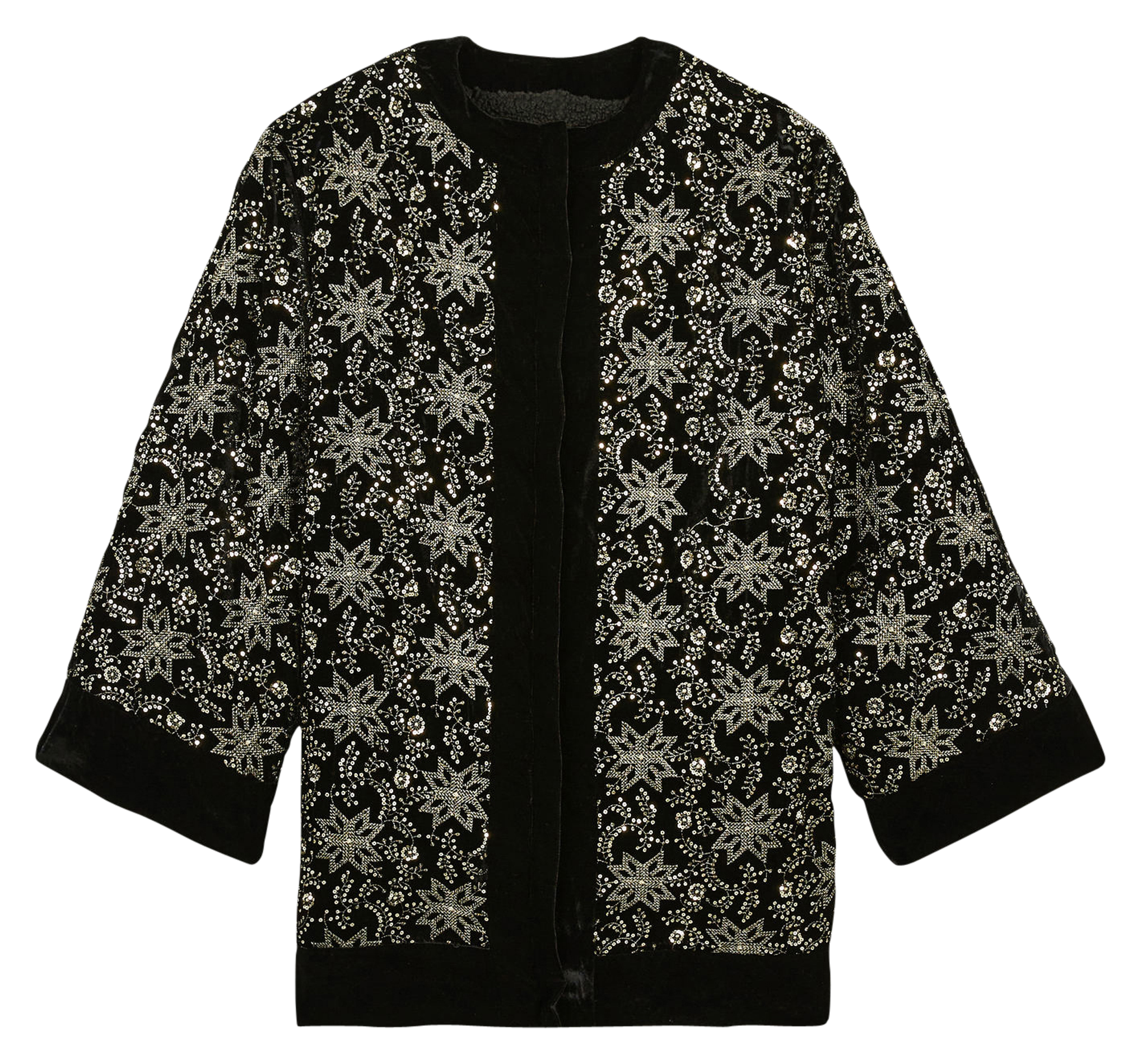 Lange oversized geborduurde jas WILD Zwart