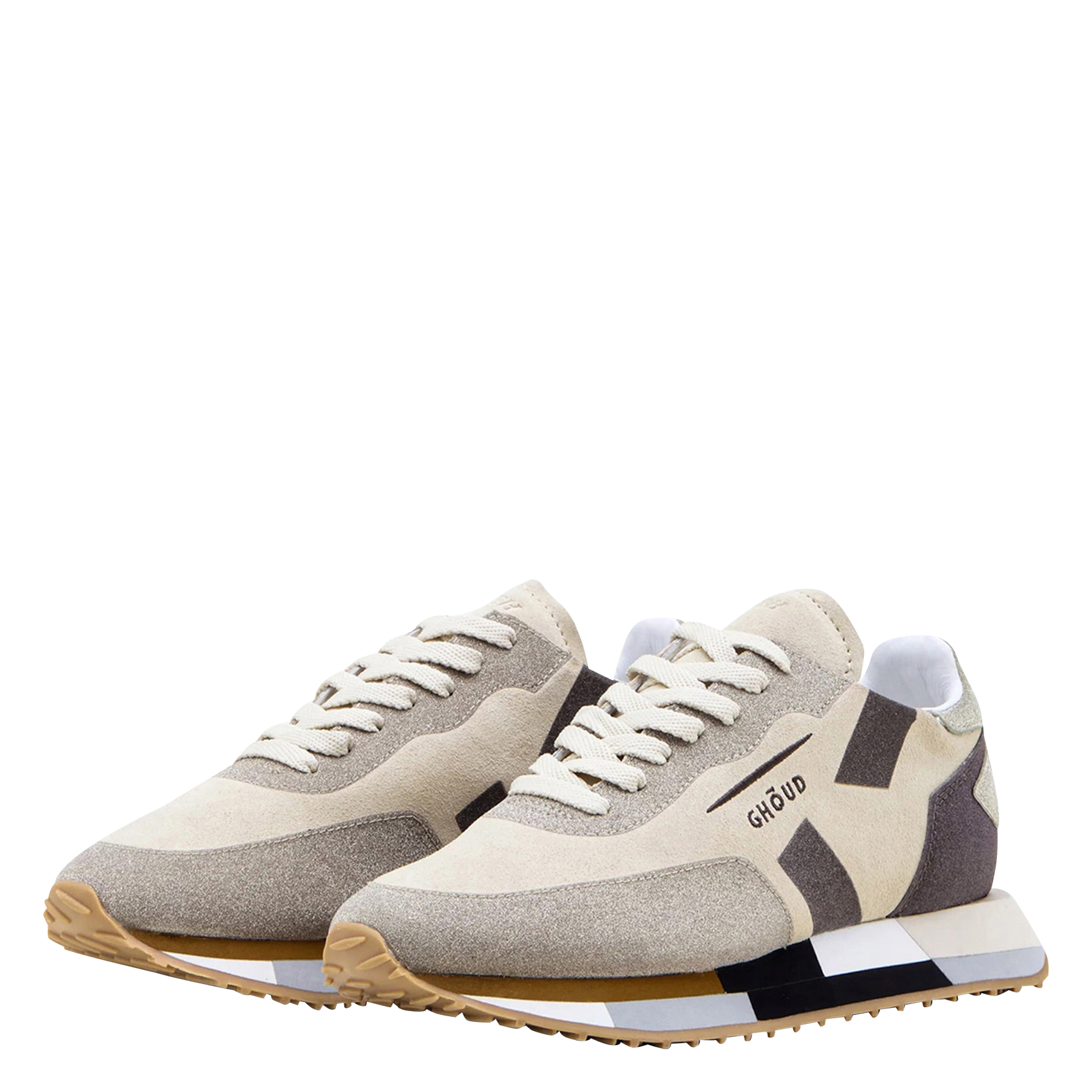 Zapatillas bajas con lentejuelas y sherpa de cuero mixto GHOUD VENICE Beige