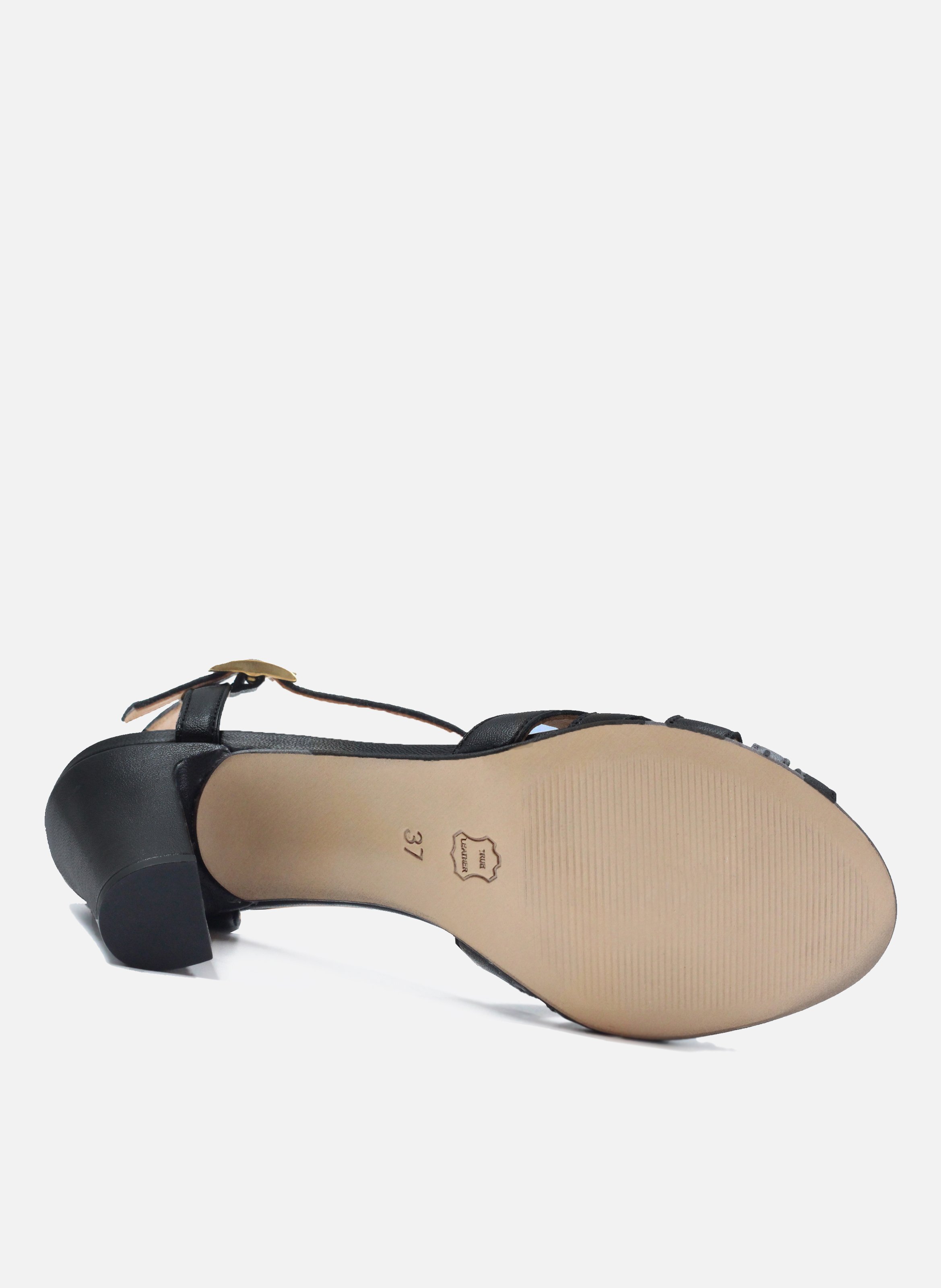 Leather strappy sandals with heels JULES & JENN Black