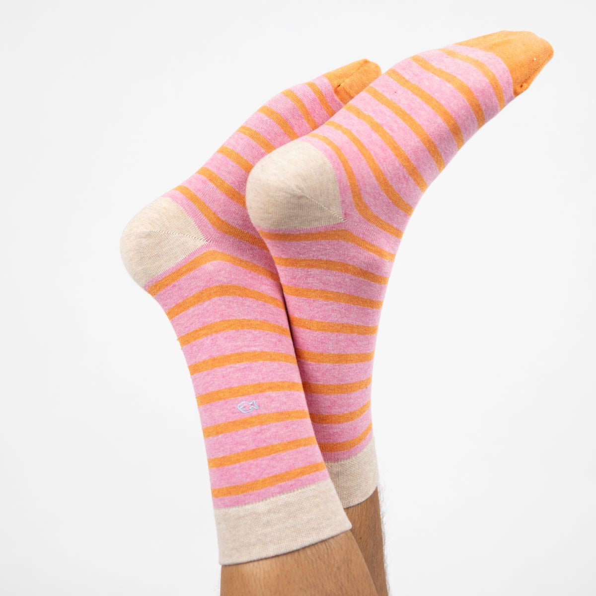Combed cotton socks with wide stripes Pink