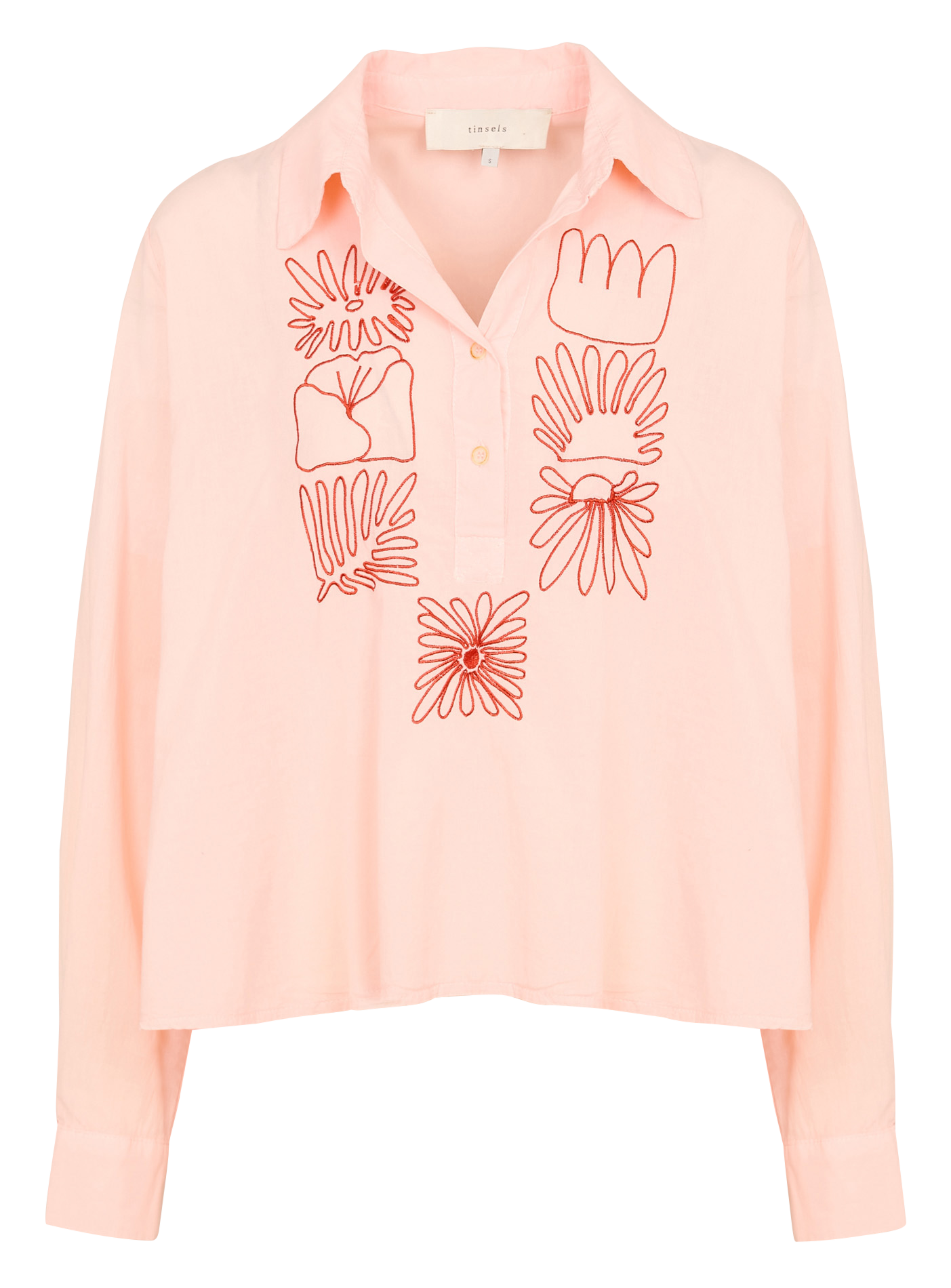 Cotton blouse with classic collar TINSELS Pink