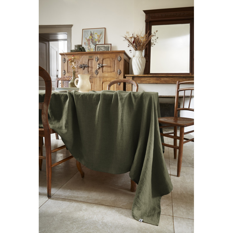 Cotton gauze tablecloth L'EFFET PAPILLON Green