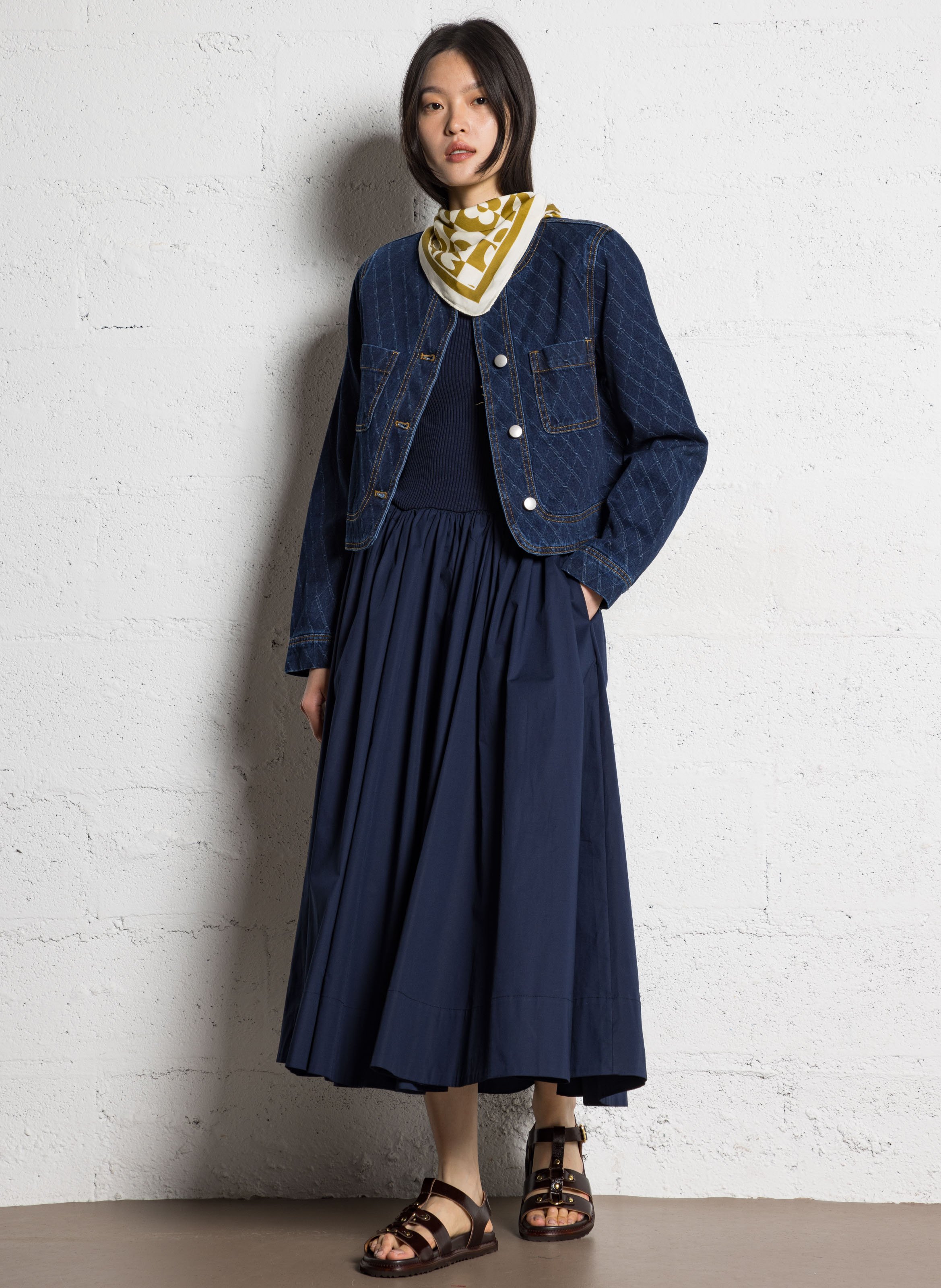 Cotton-blend midi dress STAUD Blue