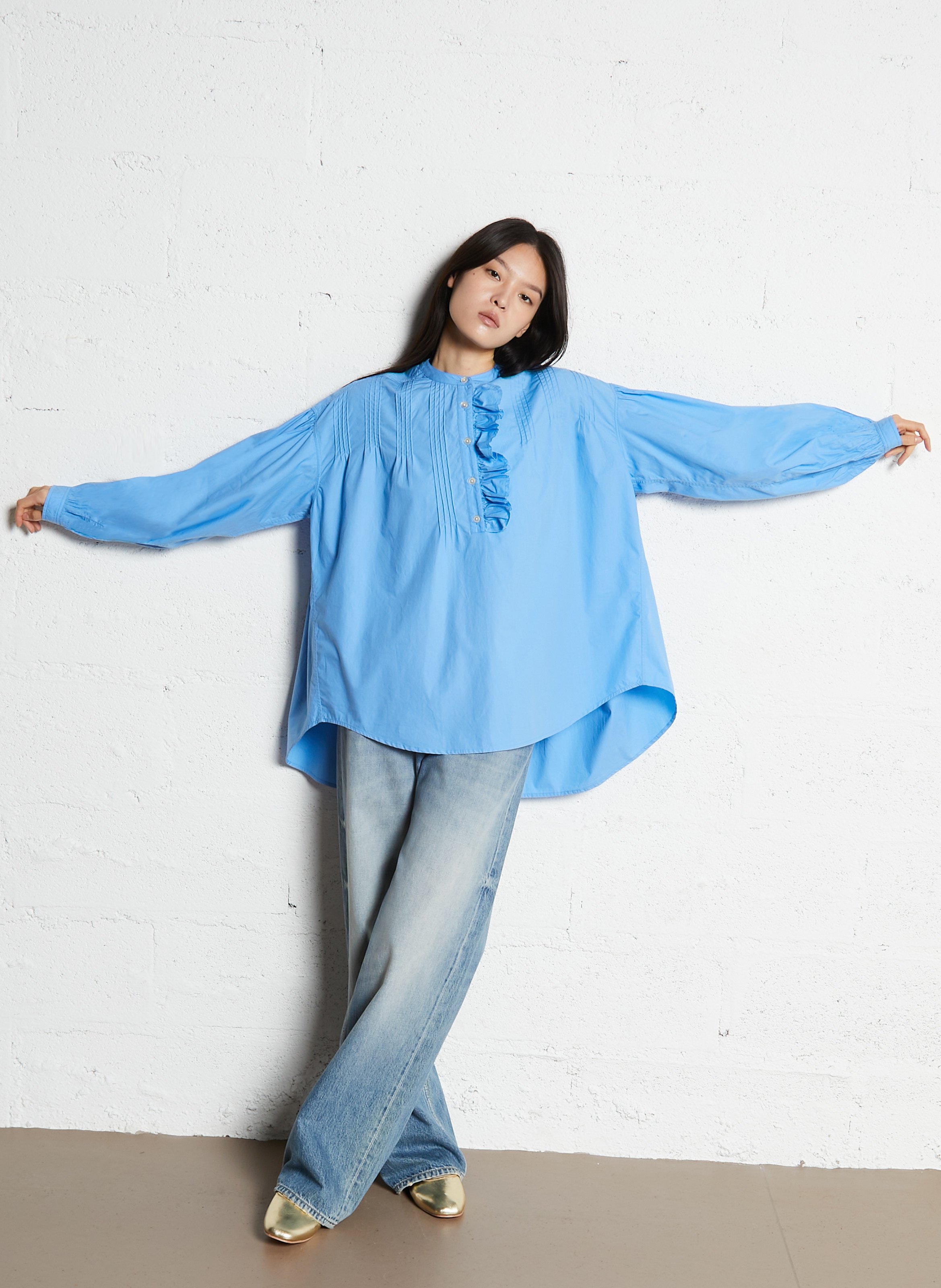 Weite Baumwollbluse LAURENCE BRAS Blau