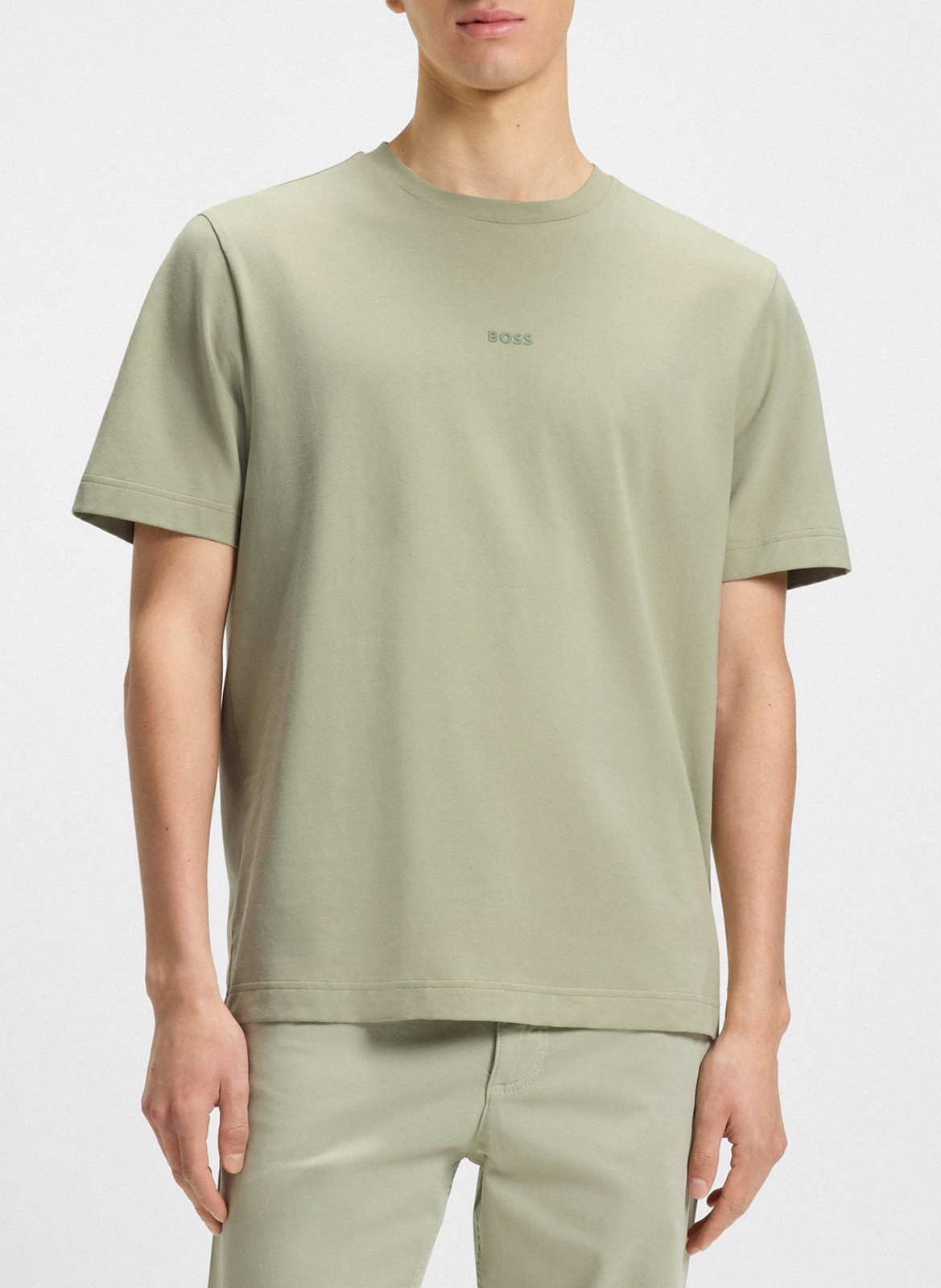 Round-neck cotton-blend T-shirt with screen print BOSS