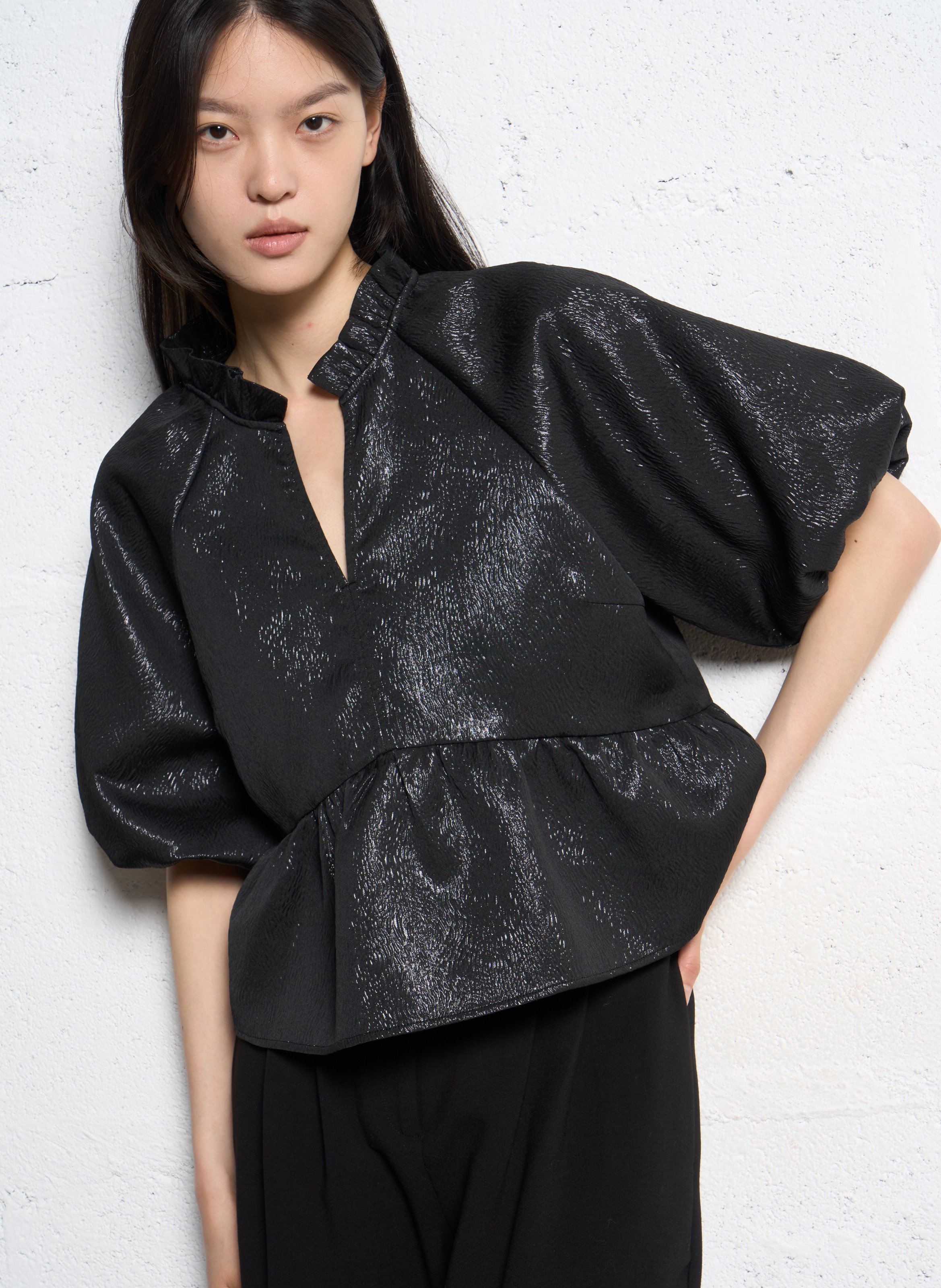 Oversize Peplum Top SUNCOO Schwarz