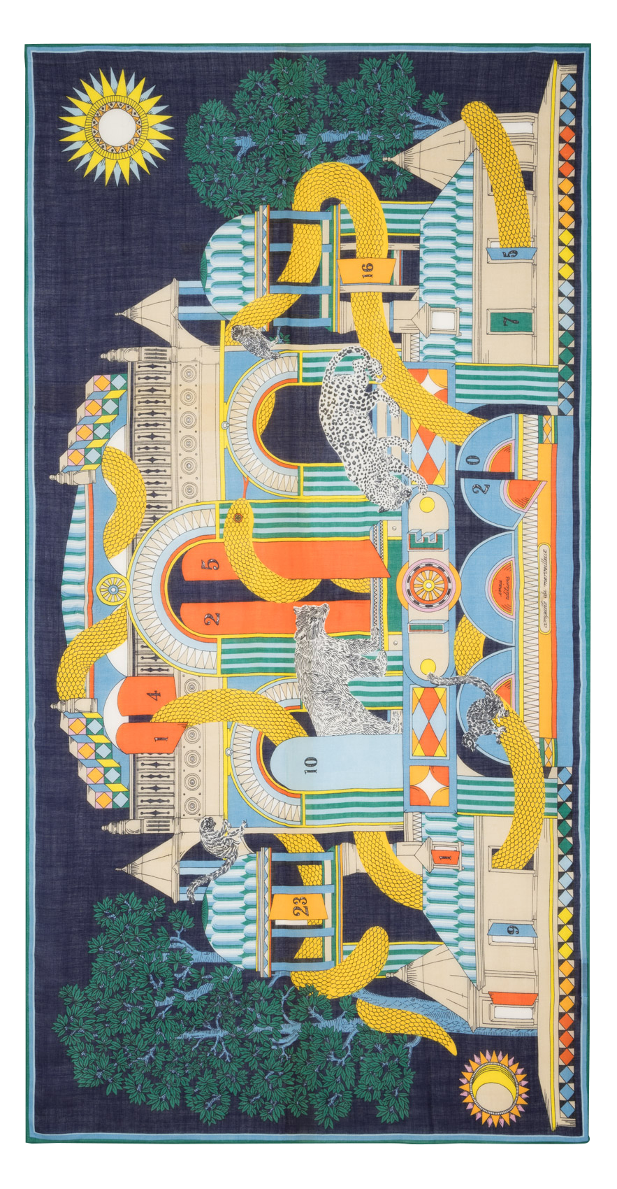 Rechteckiger bedruckter Wollschal INOUI EDITIONS Mehrfarbig