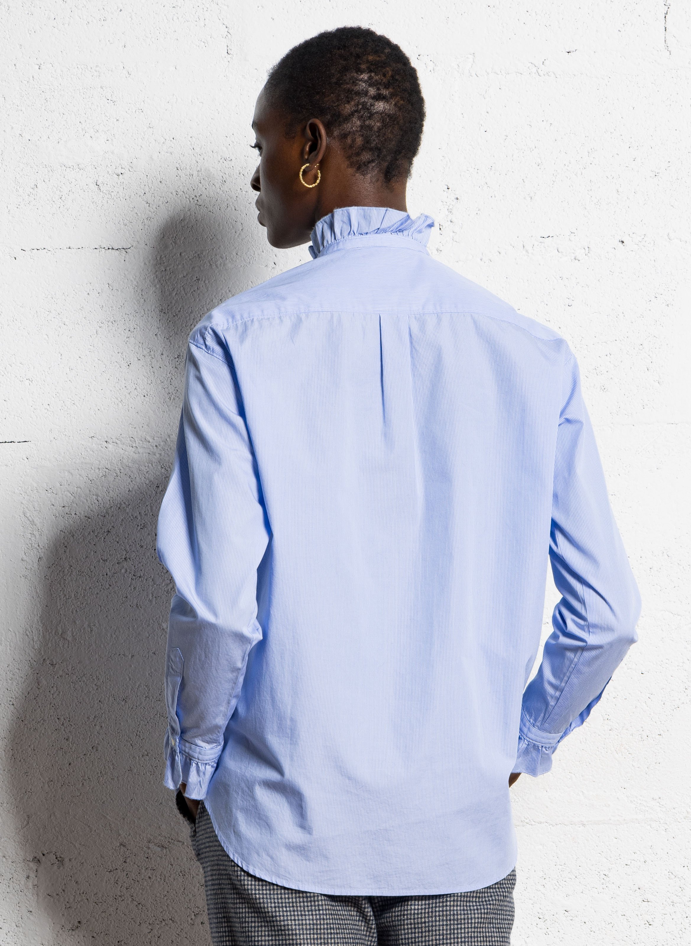 Chemise col victorien en coton HARTFORD Bleu