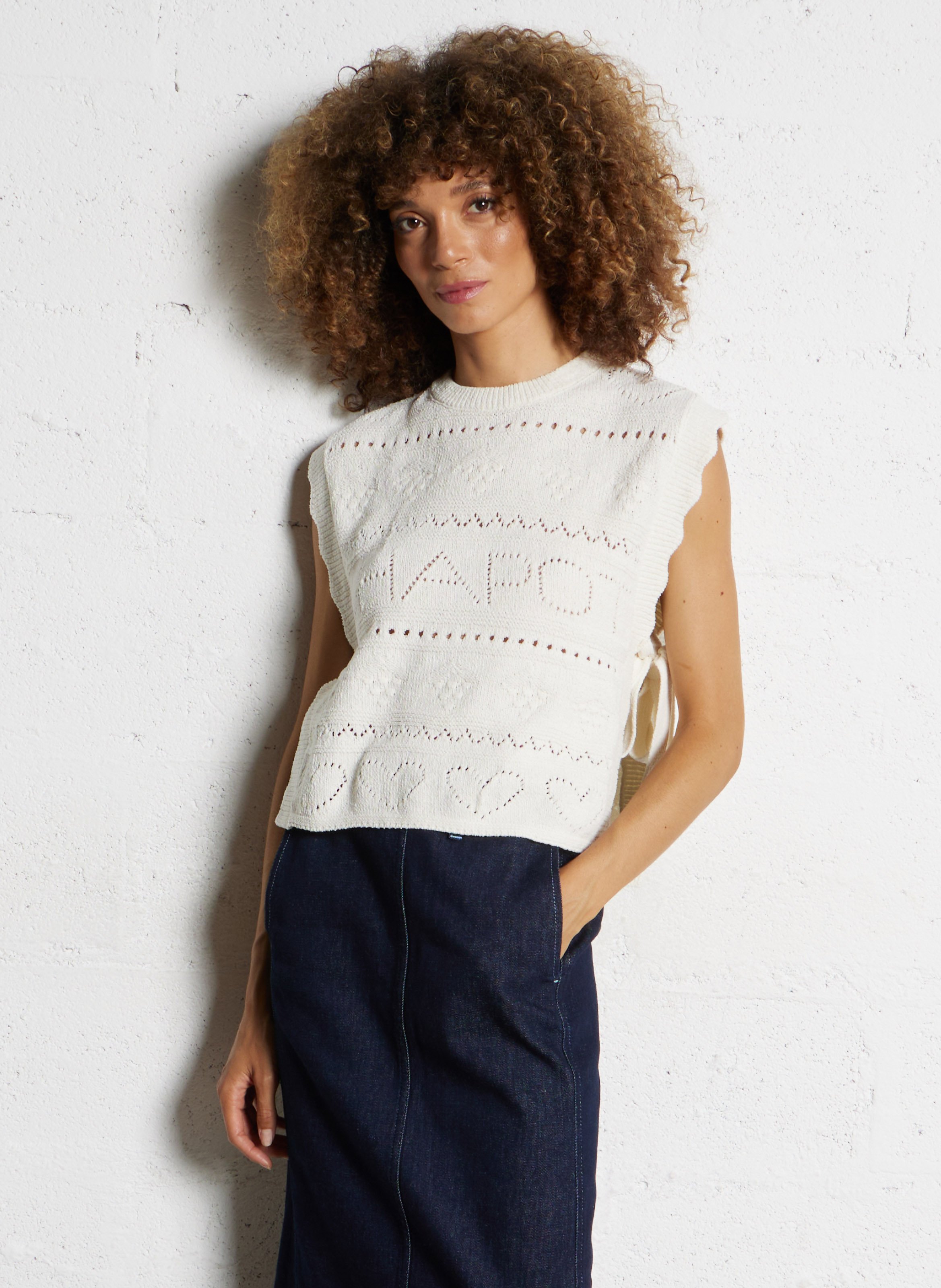 Gebreide trui met ronde hals - katoenblend FABIENNE CHAPOT Wit