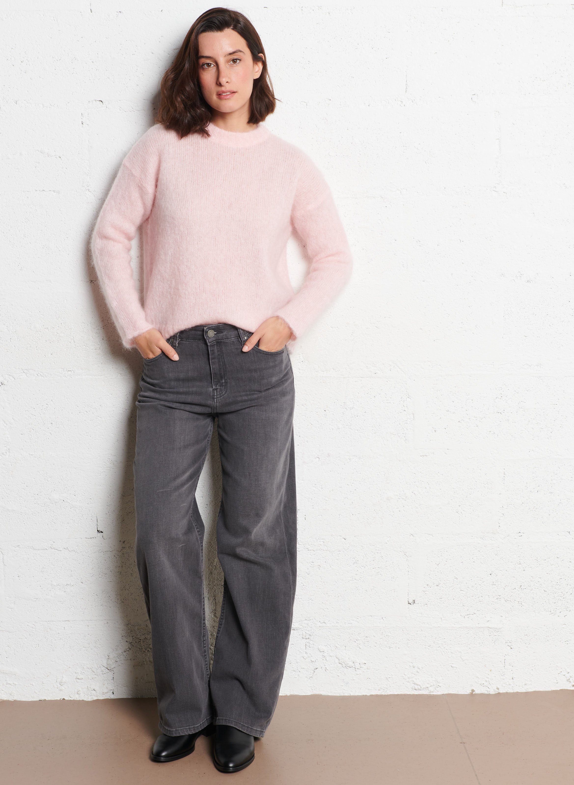 Cotton-blend wide-leg jeans SUD EXPRESS Grey