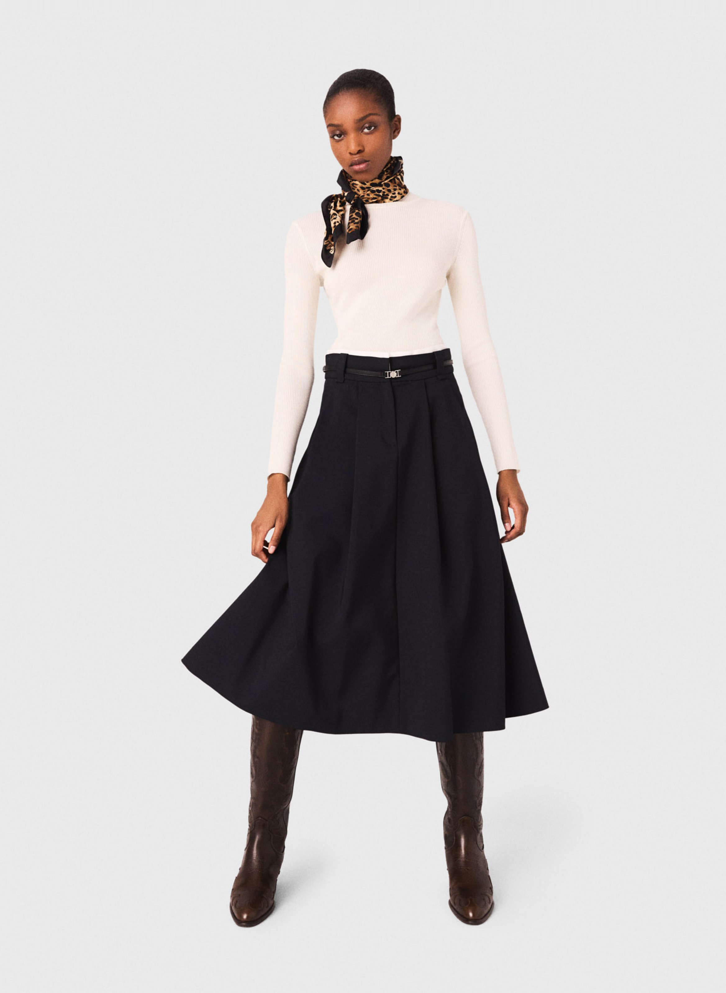 Gerende rok van katoenmix MAJE Blauw