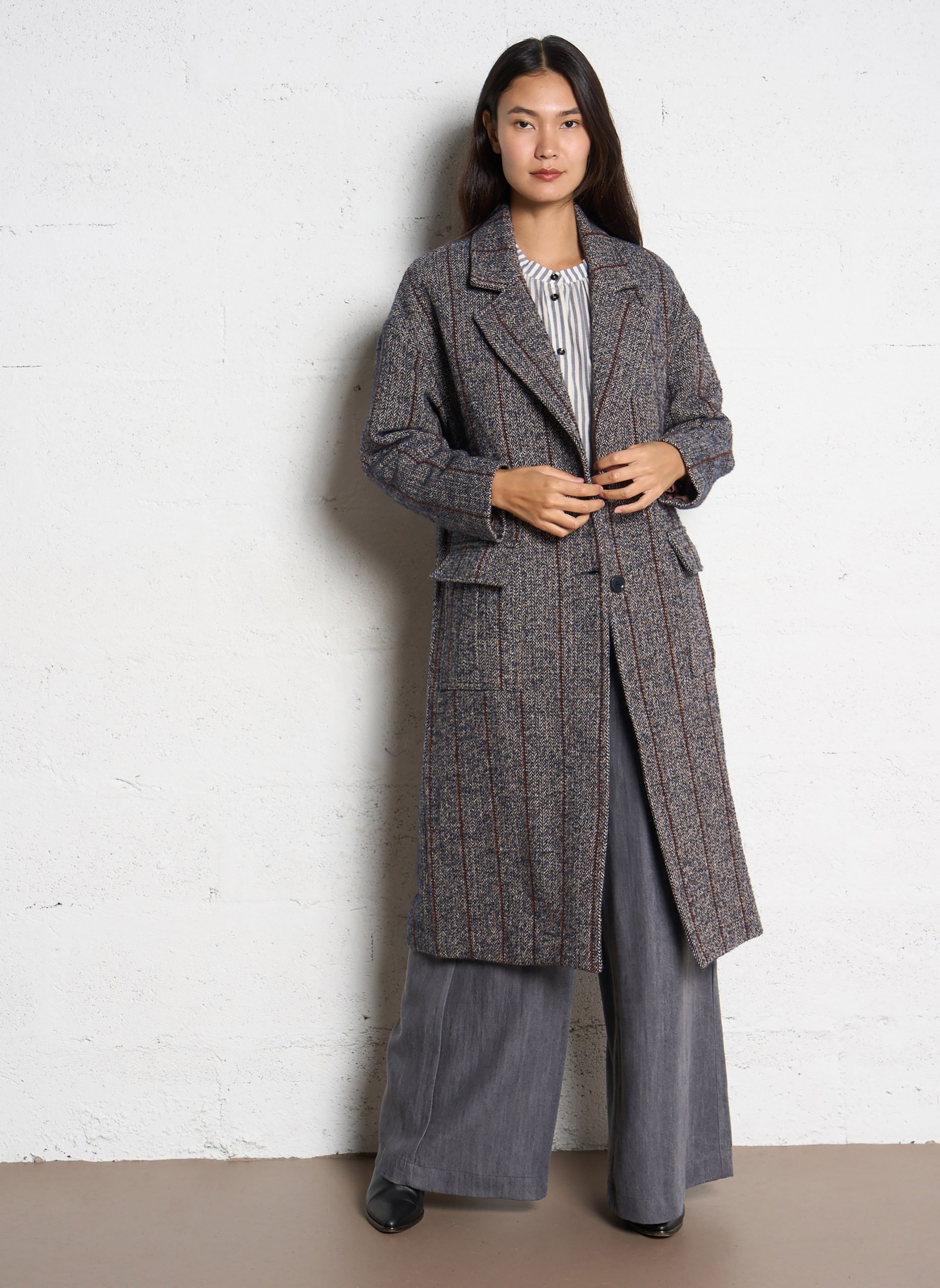 Manteau mi-long imprimé TINSELS Bleu