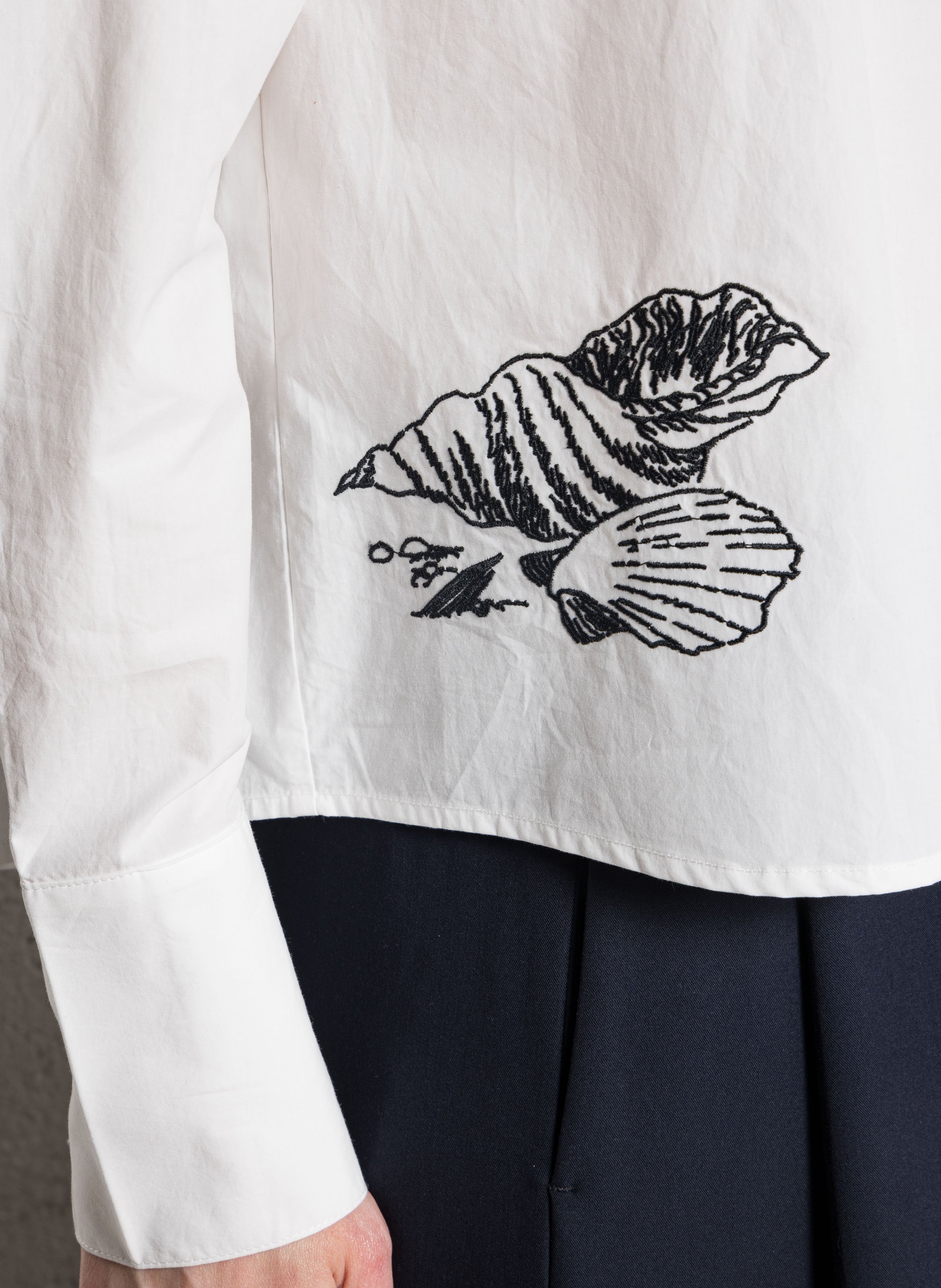 Katoenen wijd overhemd met klassieke kraag en borduursel RUE DE TOKYO Wit