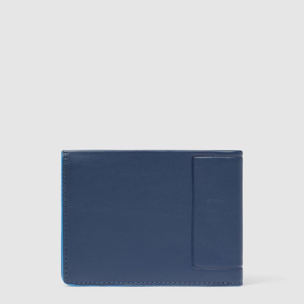Men's leather wallet with coin pocket and RFID protection PIQUADRO Blue