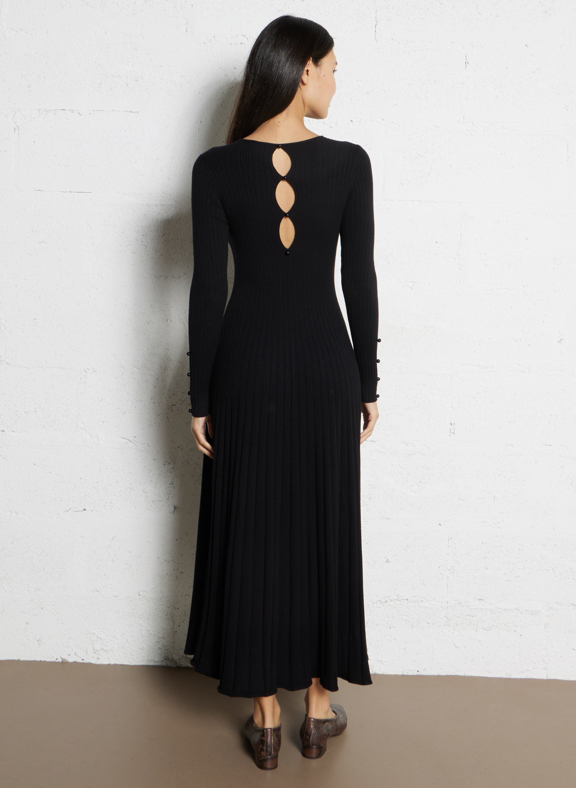 Long V-neck dress PETITE MENDIGOTE Black