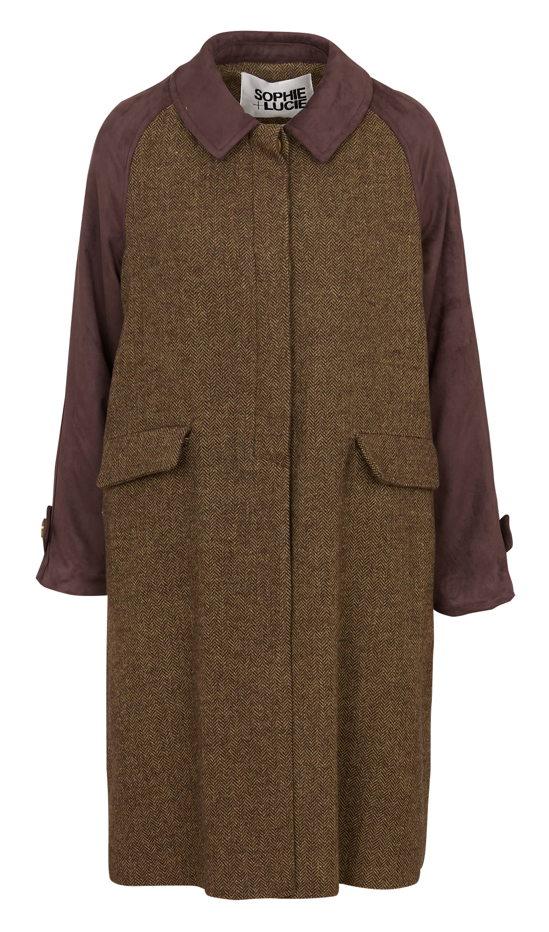 Mid-length herringbone wool blend coat SOPHIE+LUCIE Green