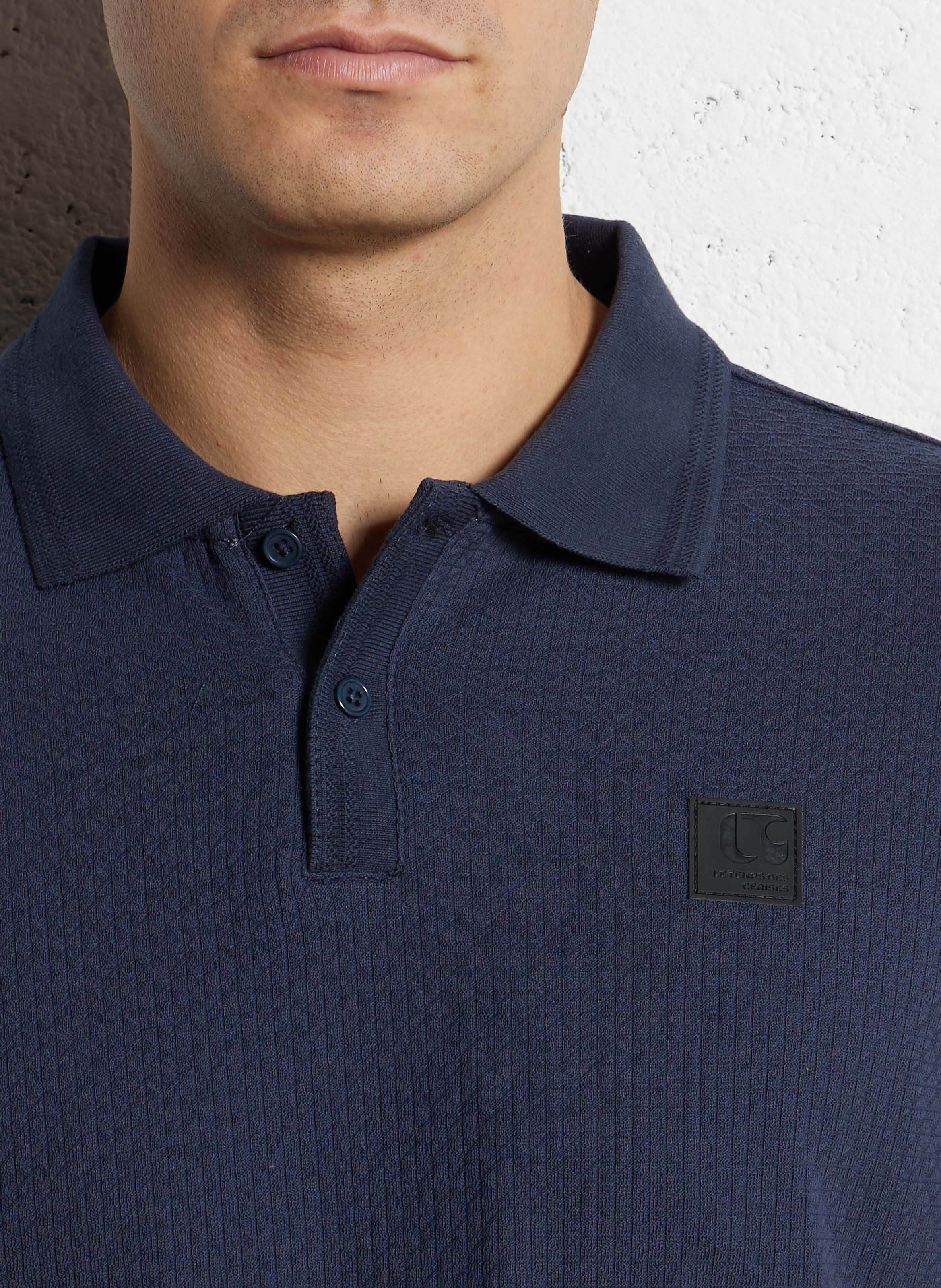 Short-sleeved jacquard cotton polo LE TEMPS DES CERISES Blue