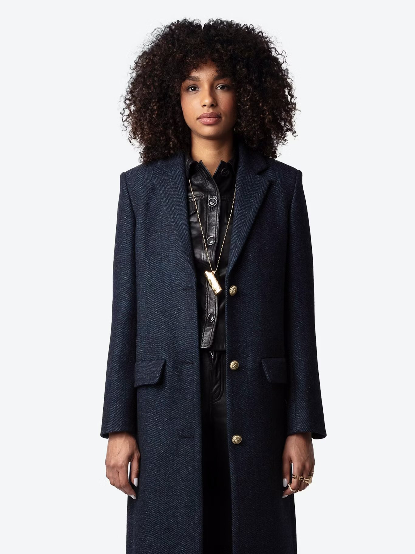 Manteau long droit en laine recyclée ZADIG&VOLTAIRE Bleu