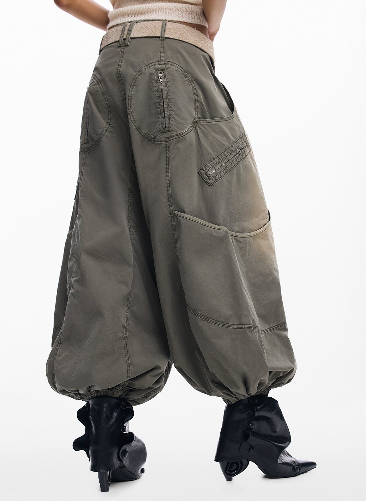 Pantalon large en coton DESIGUAL Vert