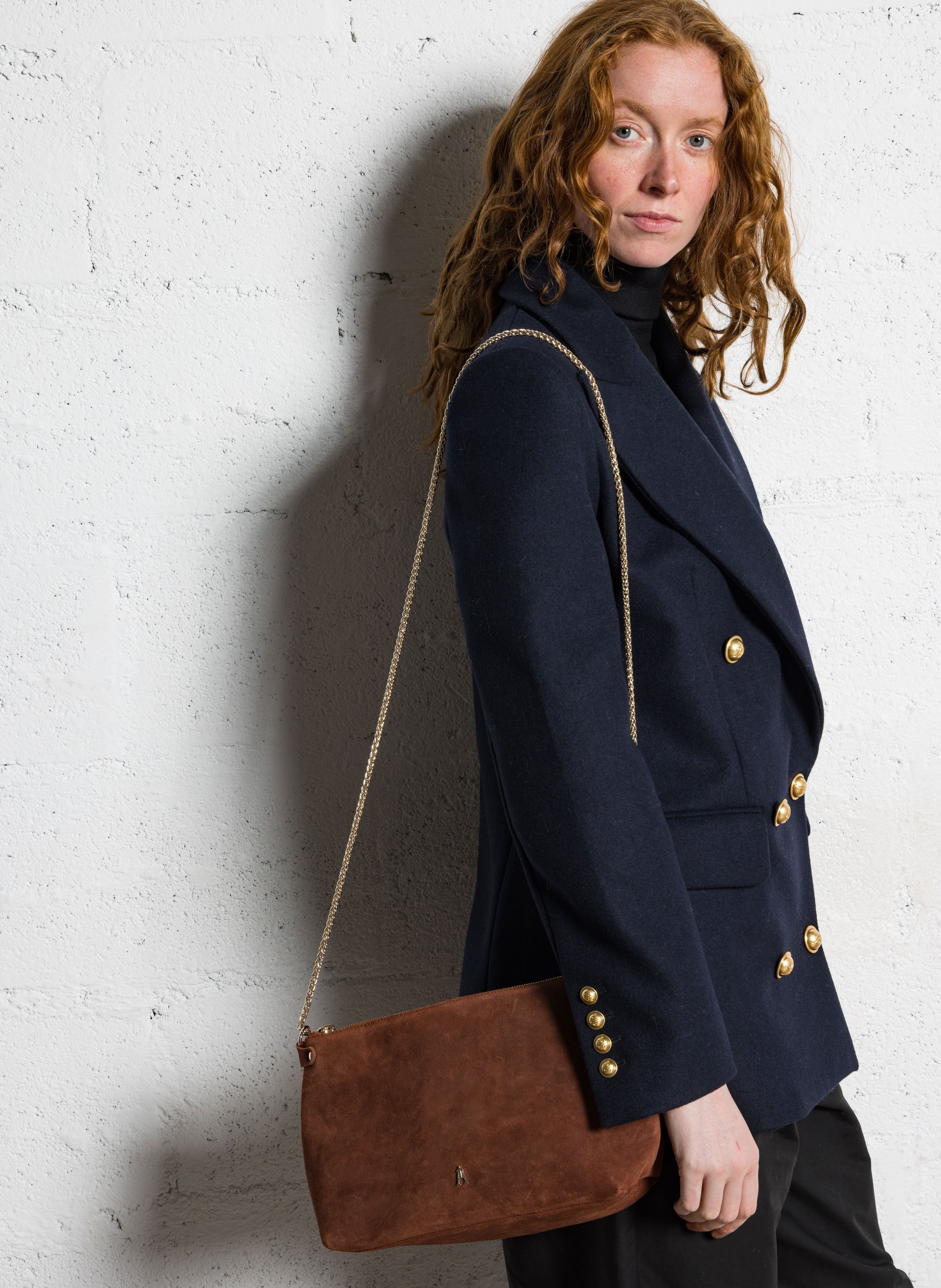 Sac porté épaule en cuir d'agneau CRAIE STUDIO Marron