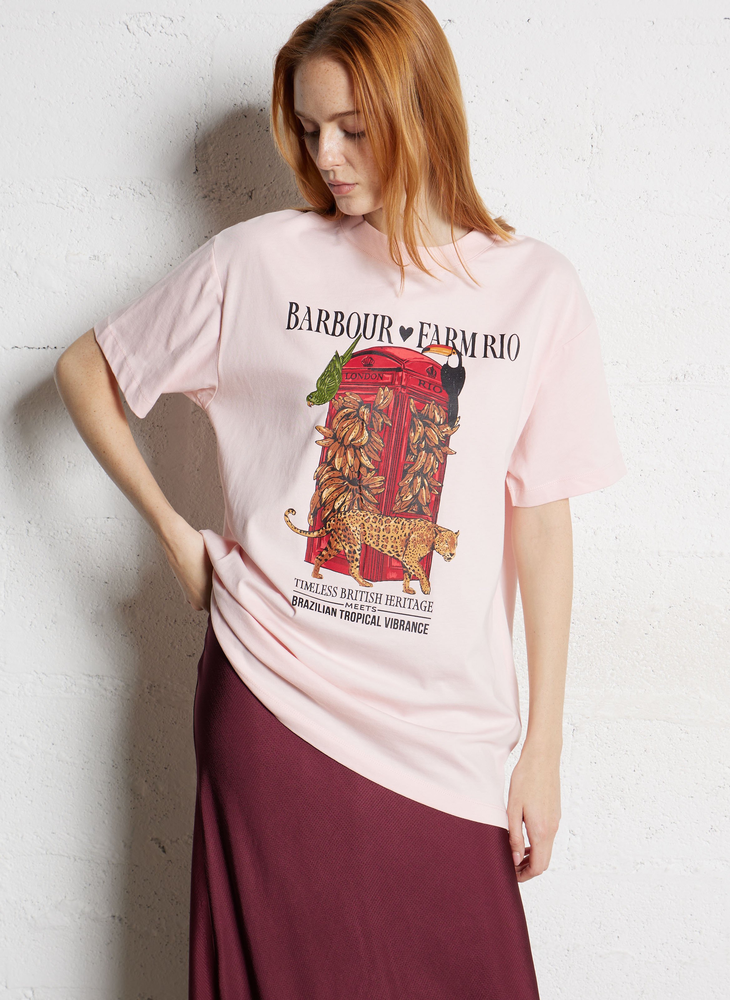 Tee-shirt droit col rond en coton BARBOUR Rose