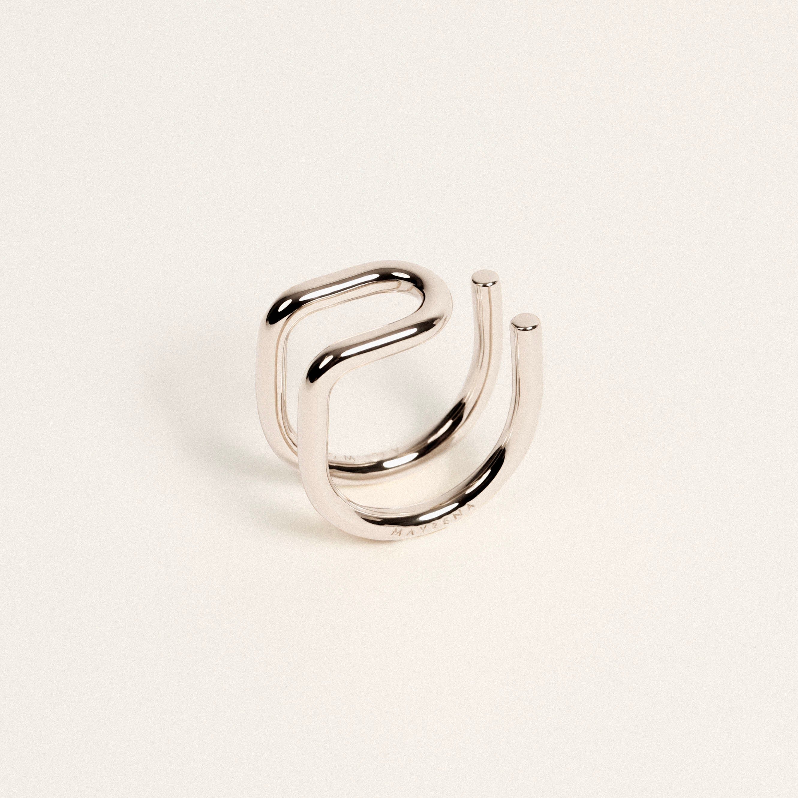 Adjustable reversible ring, gold plated MAYRENA Silver