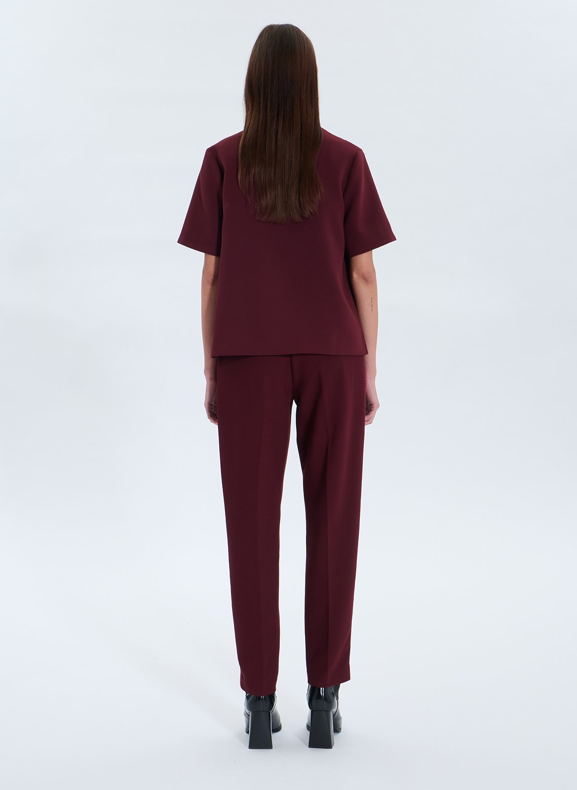 Short-sleeve solid color polo top ZAPA Red