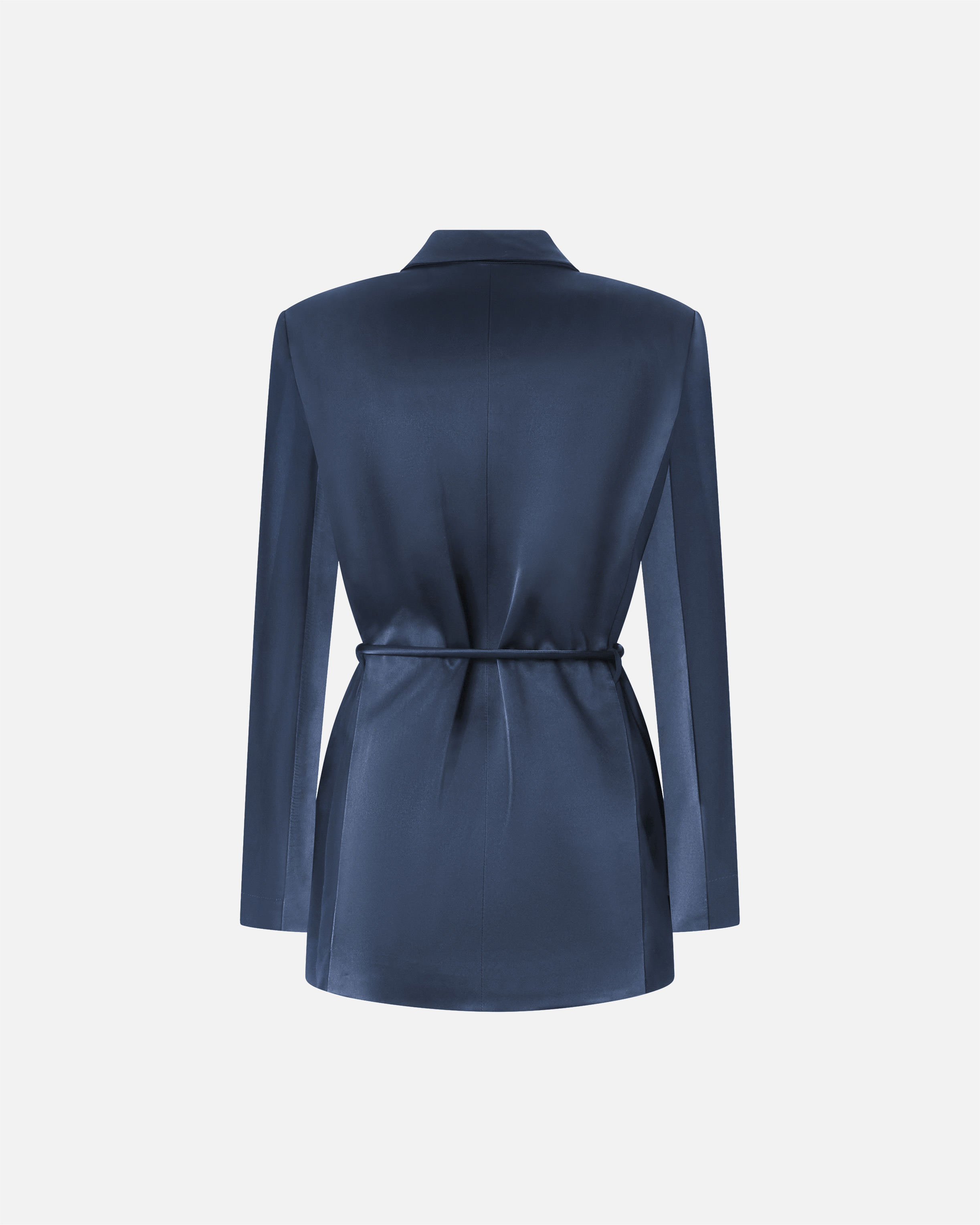 Shiny satin blazer with belt and button PINKO Blue