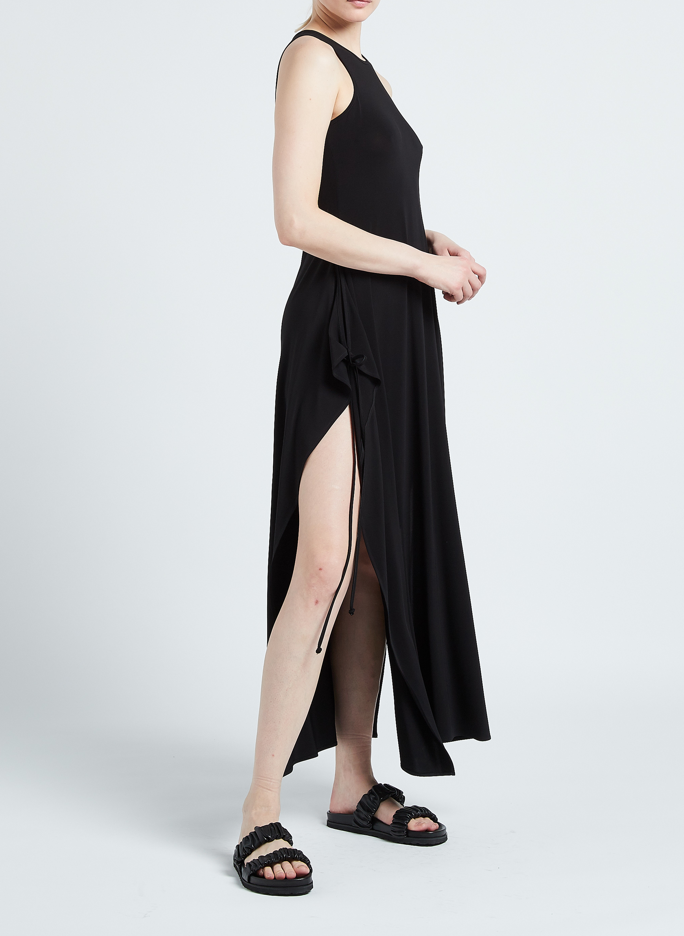 Long stretchy round-neck dress MAX MARA LEISURE Black