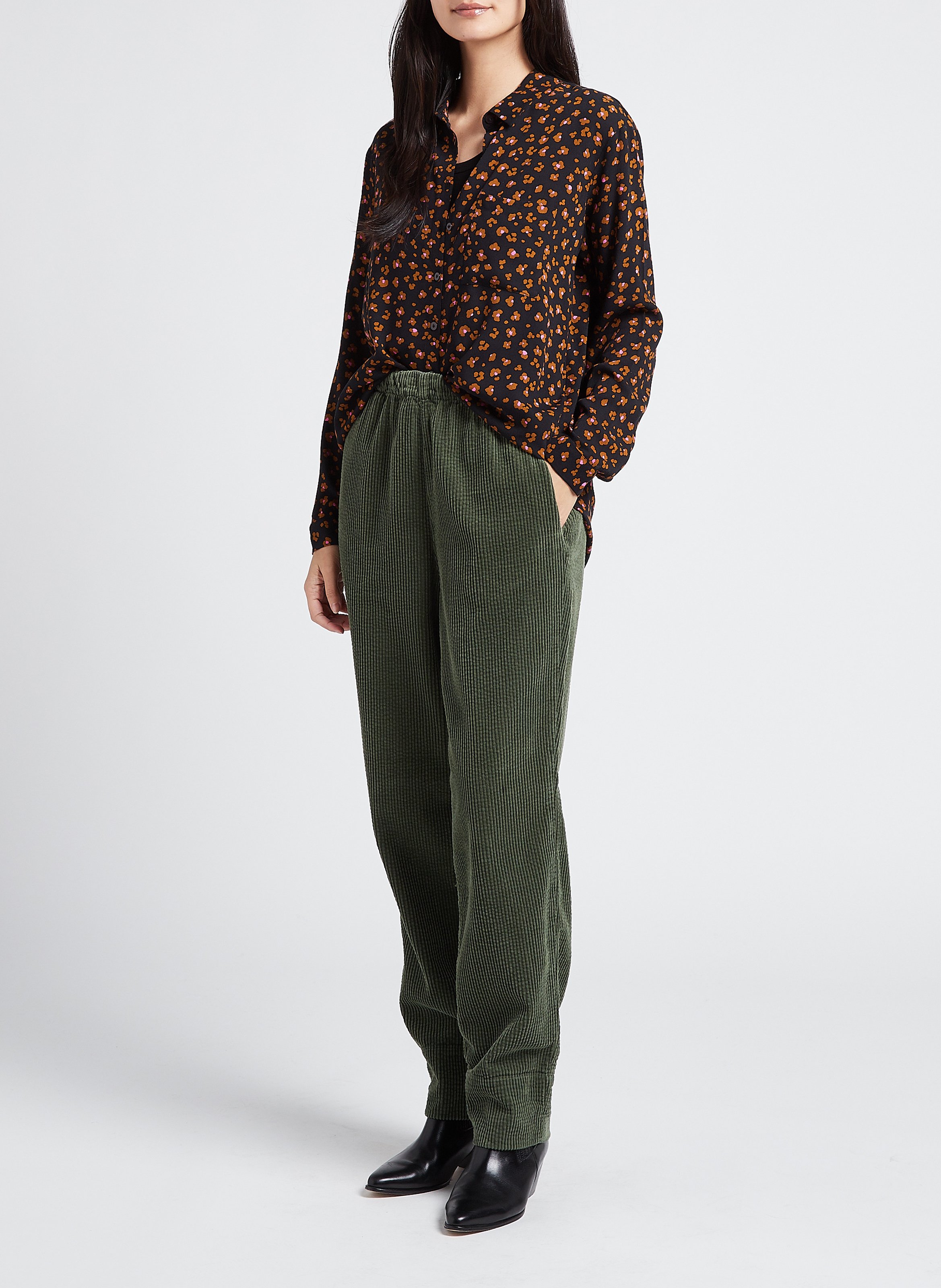 Pantalon droit en velours côtelé ACQUAVERDE Vert