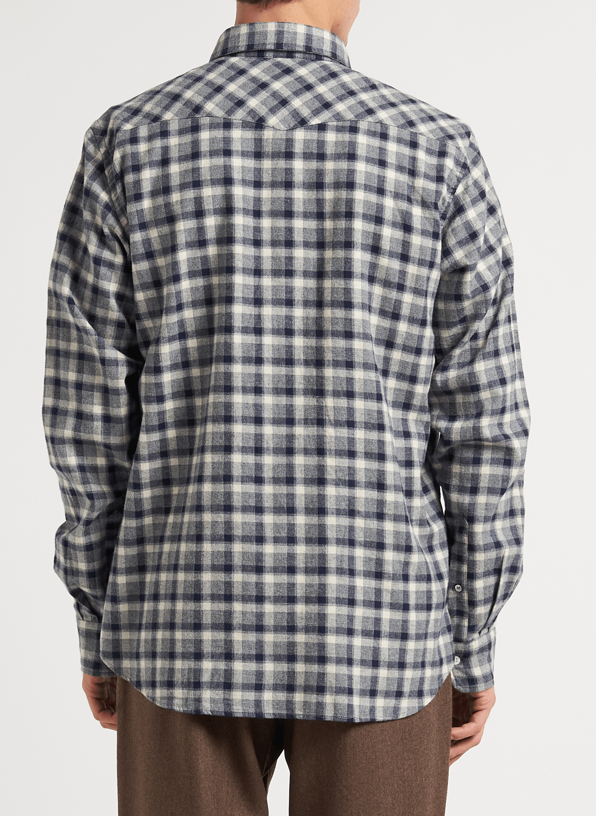 Geruite, katoenen blouse met klassieke kraag HARTFORD Grijs